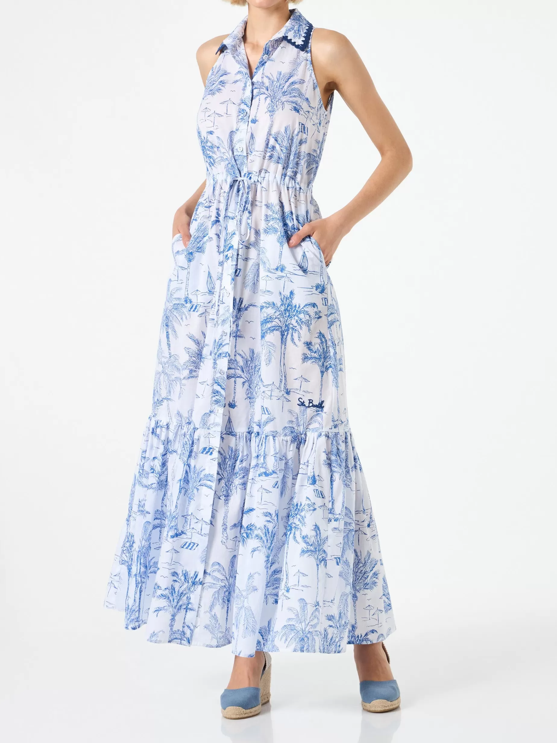Best Abito da donna allacciato al collo con stampa toile de jouy Donna Abiti