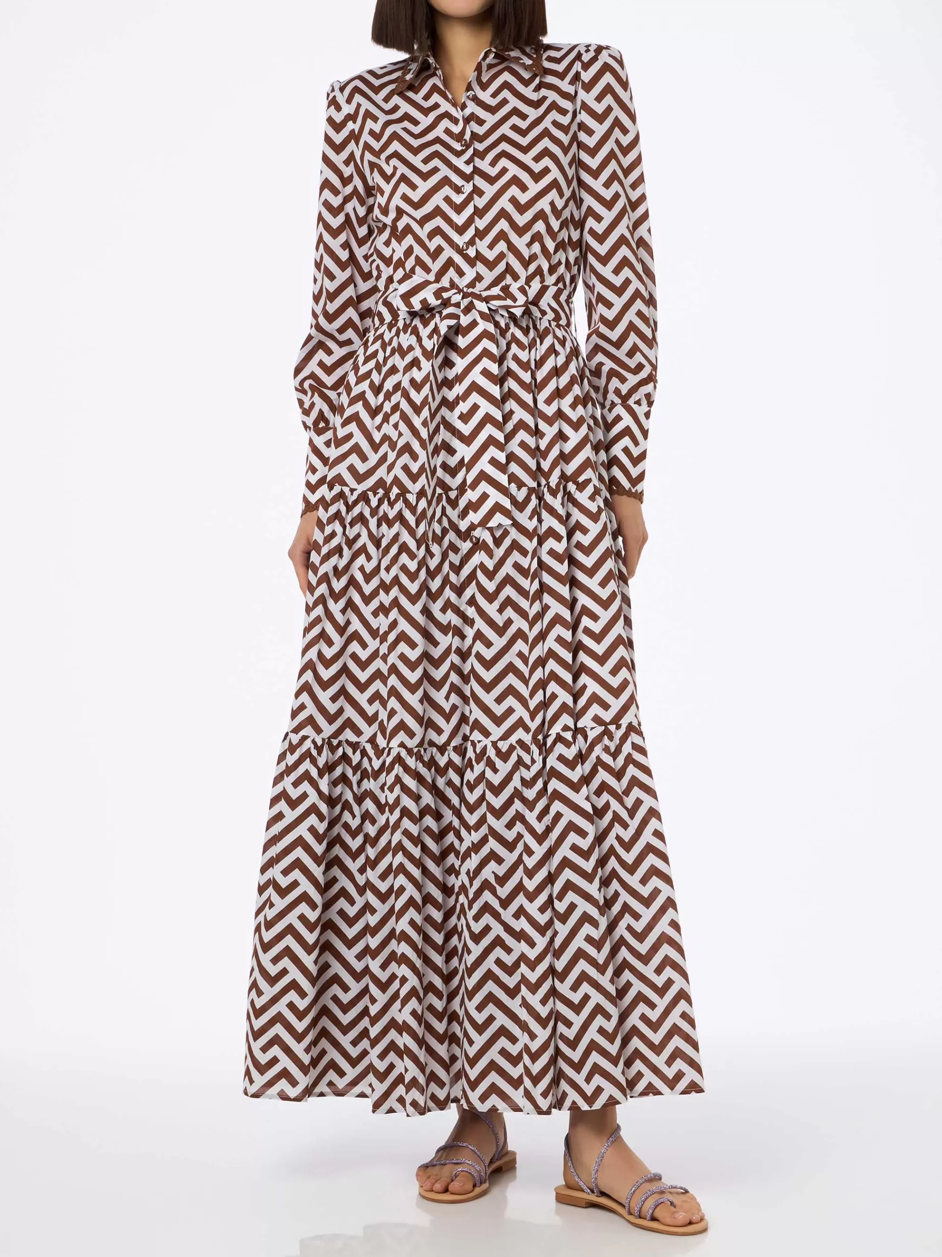 Best Abito da donna in cotone con stampa a zigzag Jensen Donna Abiti