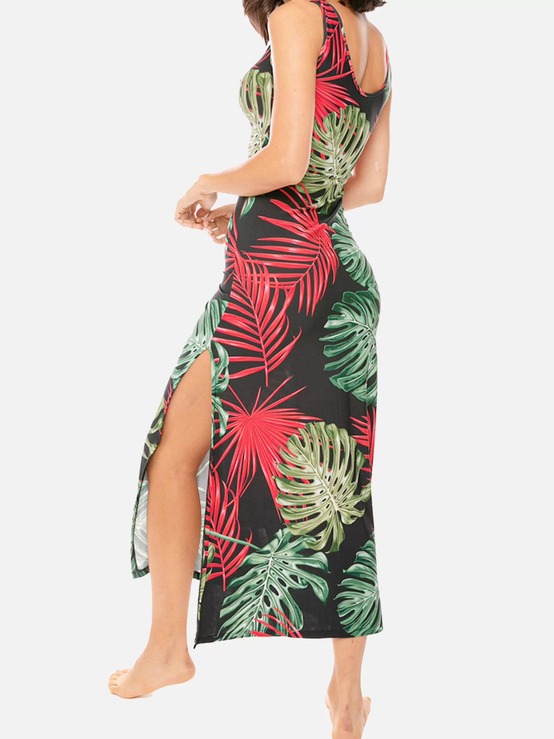 Cheap Abito lungo a canotta stampa foglie vintage Donna Abiti
