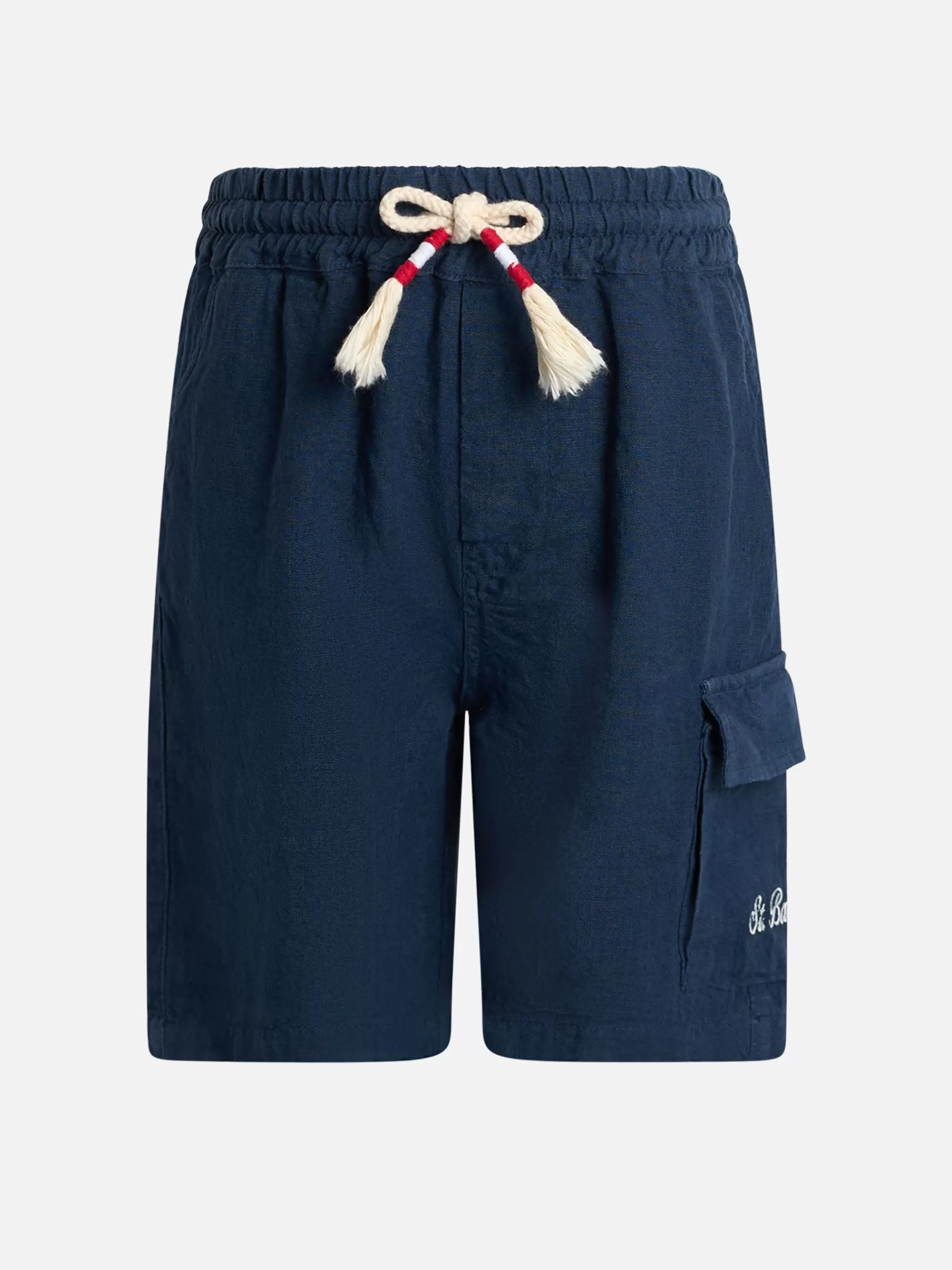 Cheap Bermuda da bambino in lino blu navy Marsiglia Jr Bambino Bermuda E Pantaloni