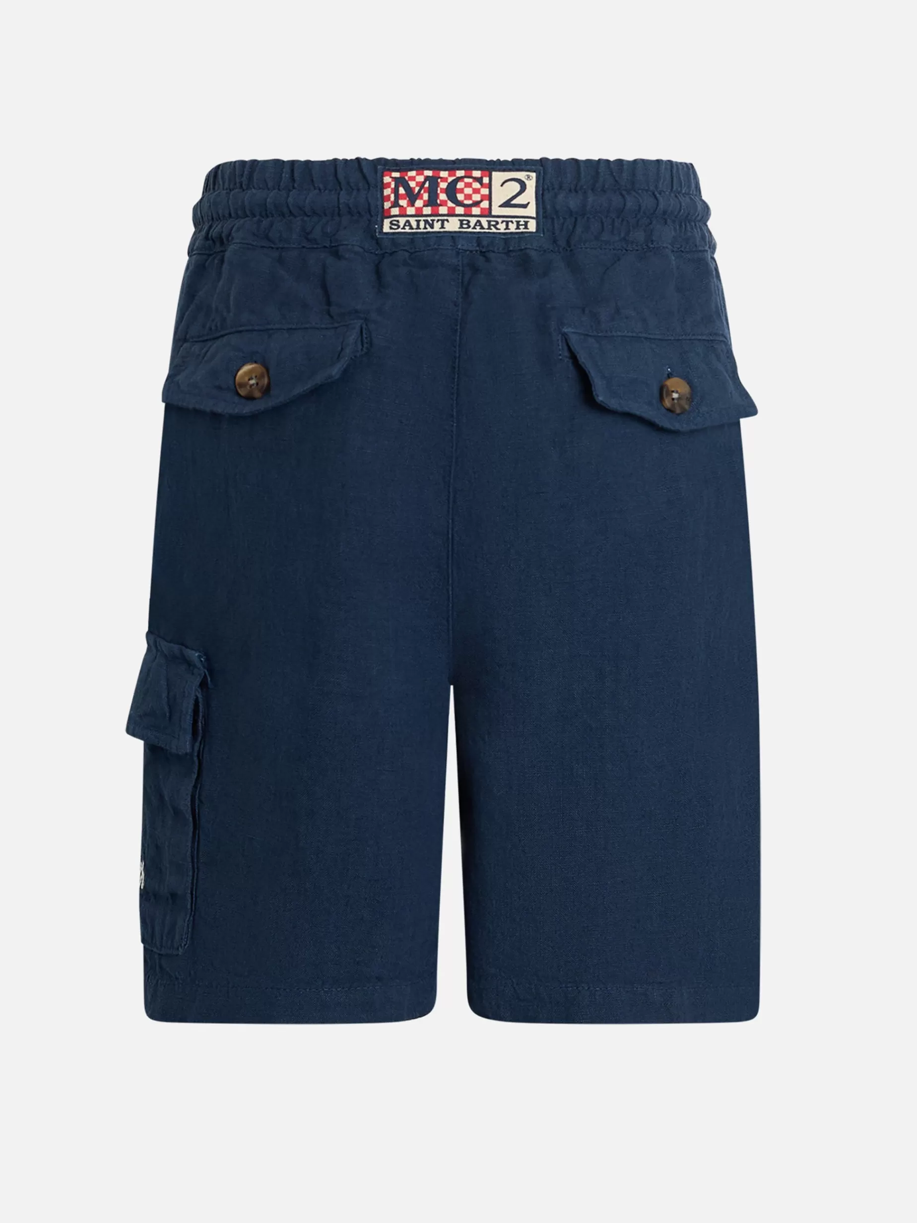 Cheap Bermuda da bambino in lino blu navy Marsiglia Jr Bambino Bermuda E Pantaloni