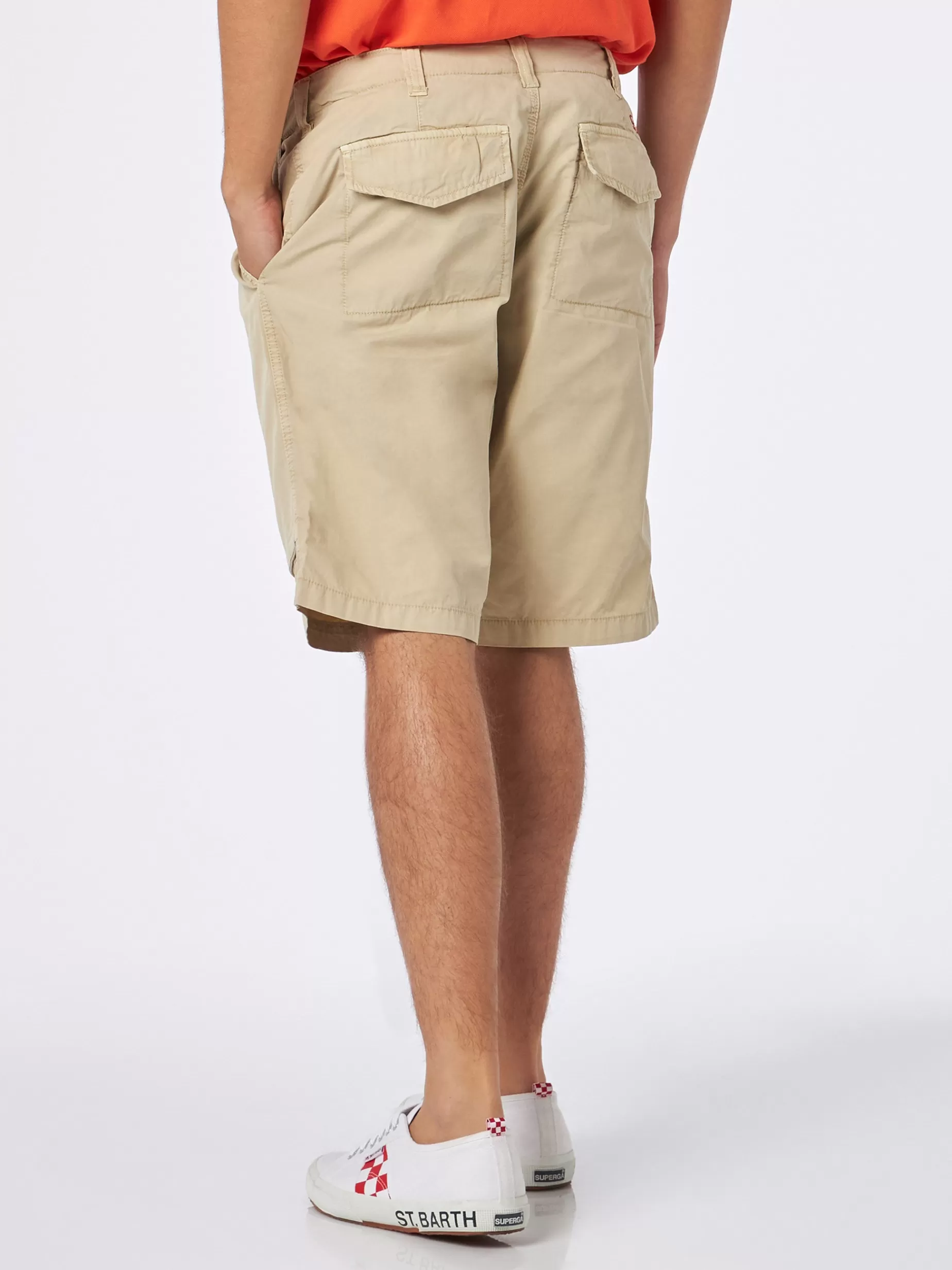 Sale Bermuda da uomo beige con tasche laterali Uomo Bermuda E Pantaloni