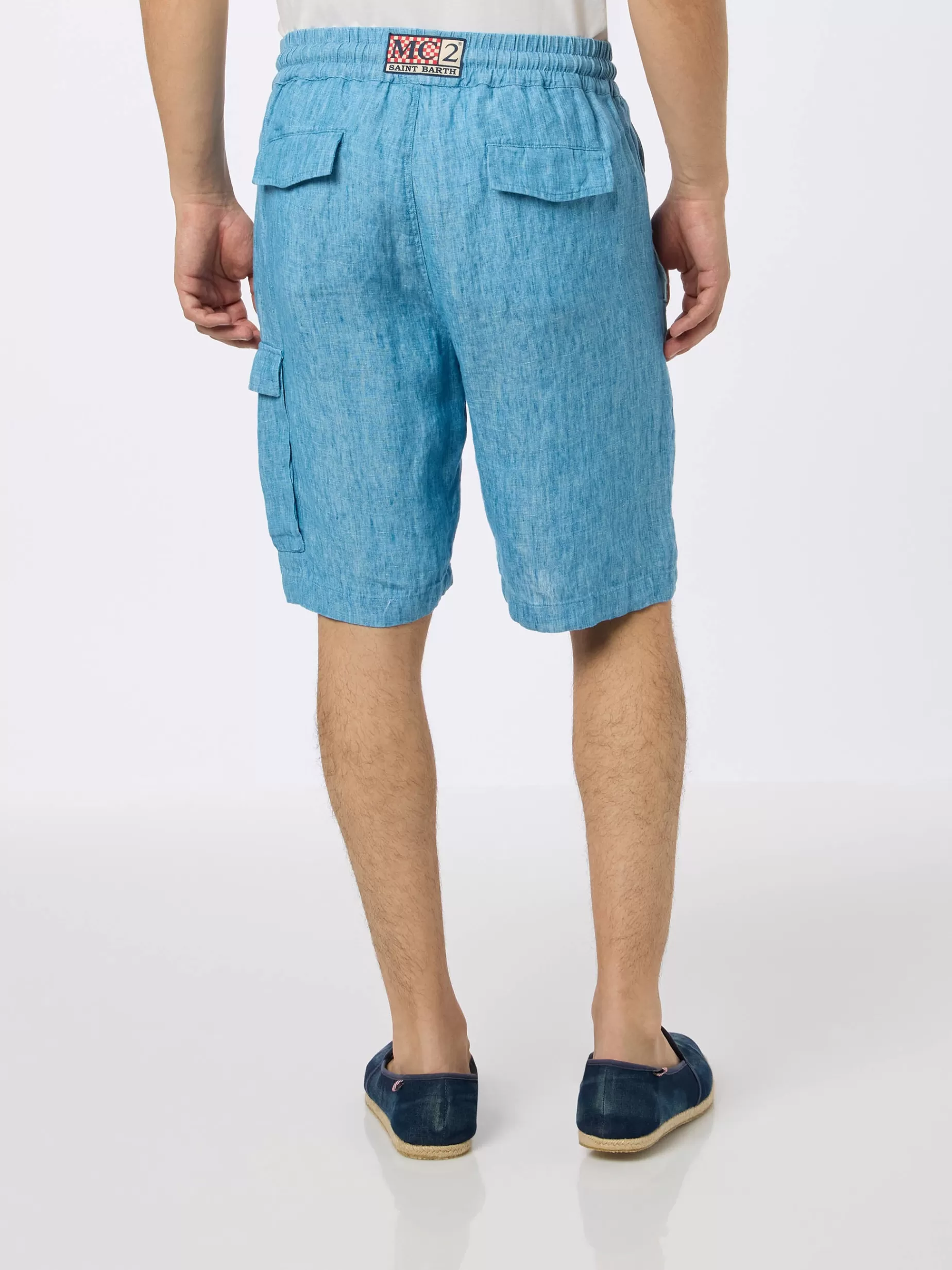 Fashion Bermuda da uomo in lino blu denim Marsiglia Uomo Bermuda E Pantaloni