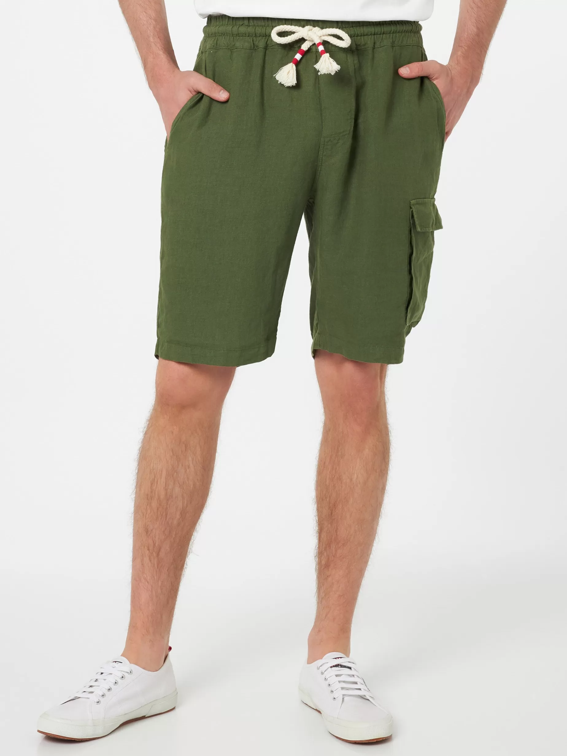 Sale Bermuda da uomo in lino verde militare Marsiglia Uomo Bermuda E Pantaloni