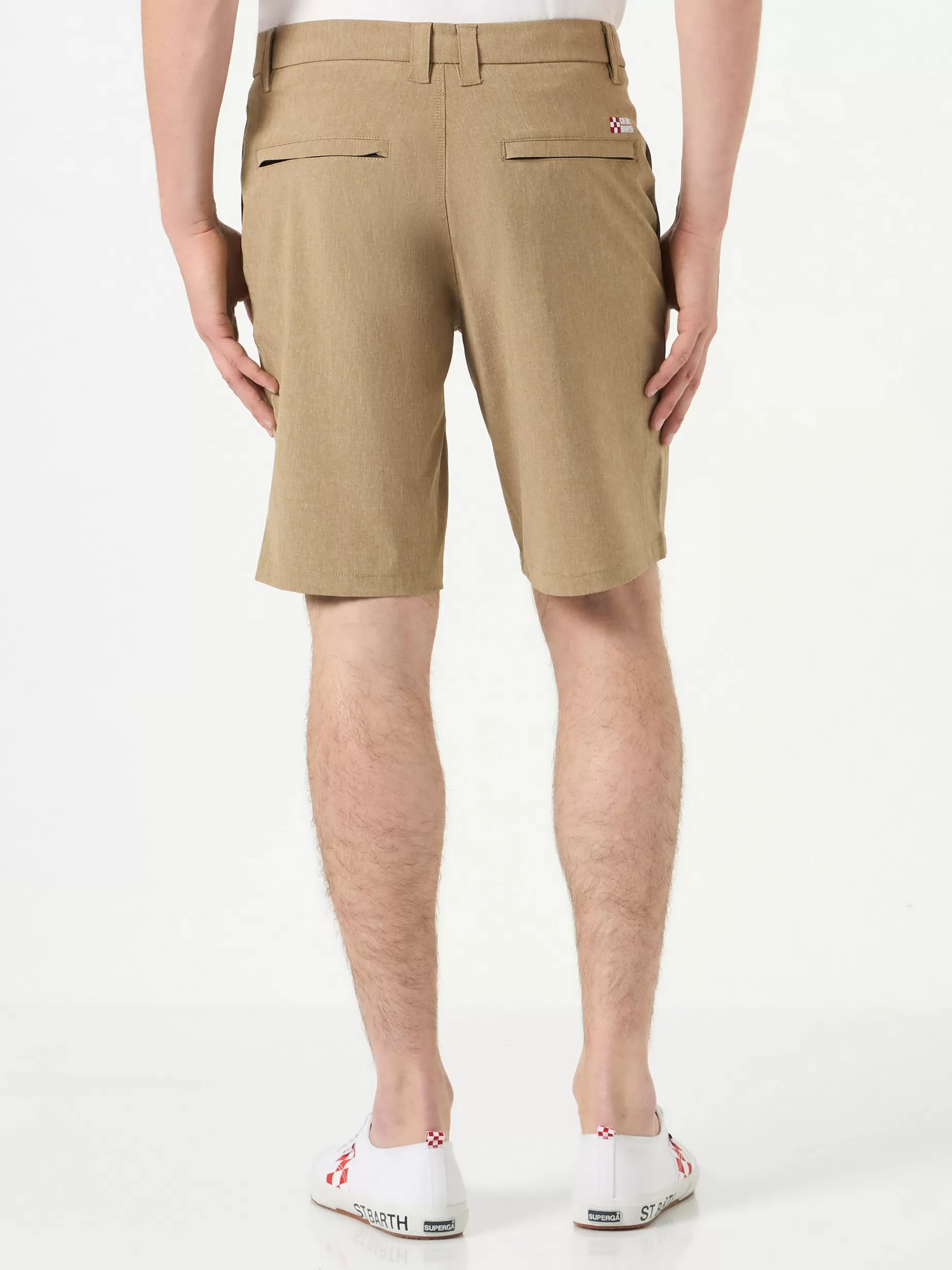 Sale Bermuda da uomo in tessuto ripstop beige Uomo Bermuda E Pantaloni