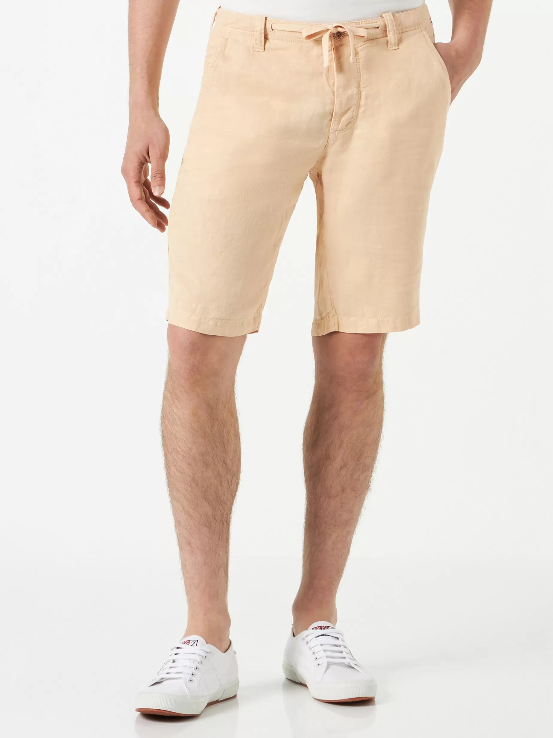 New Bermuda di lino beige Uomo Bermuda E Pantaloni