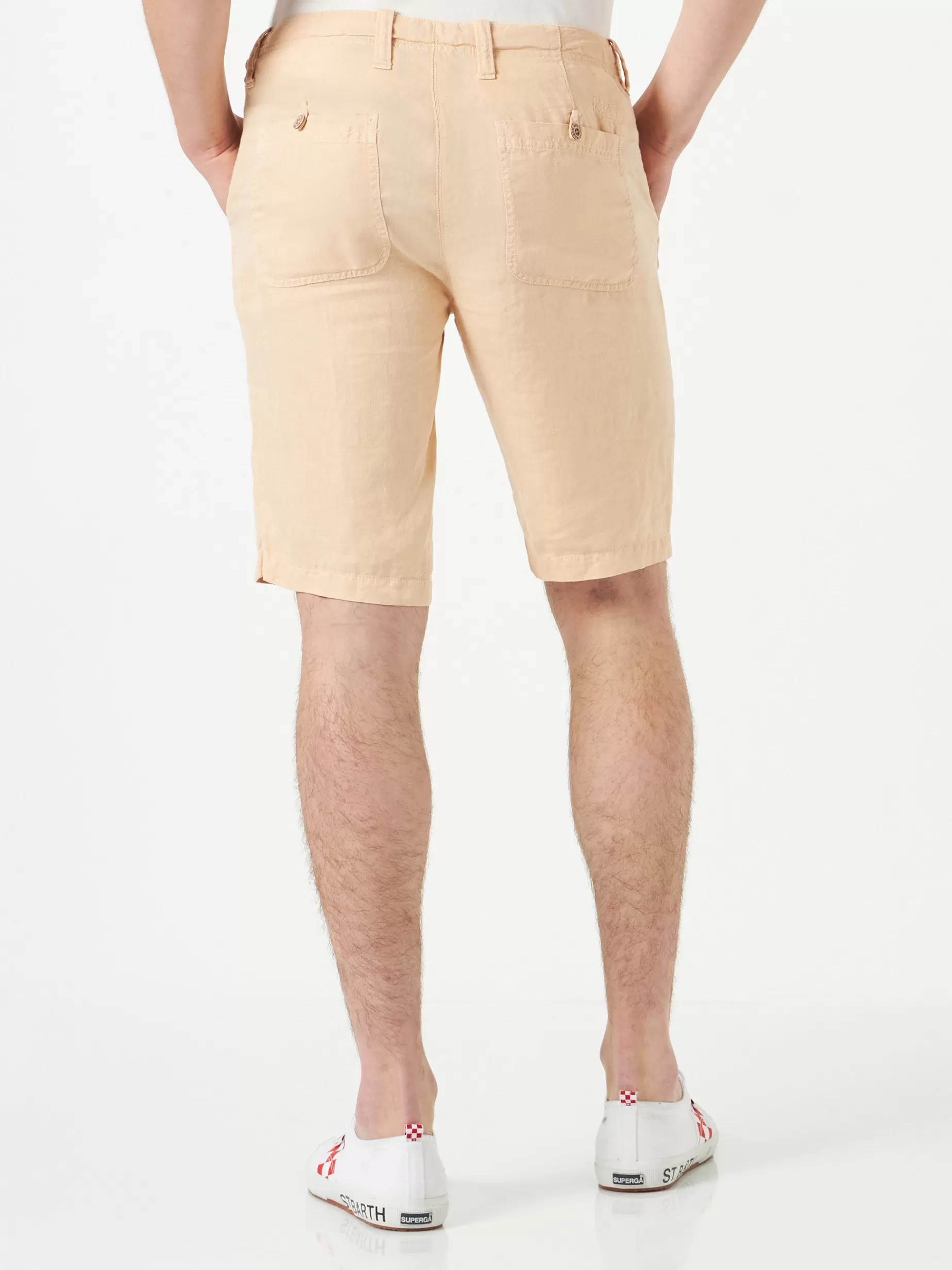 New Bermuda di lino beige Uomo Bermuda E Pantaloni