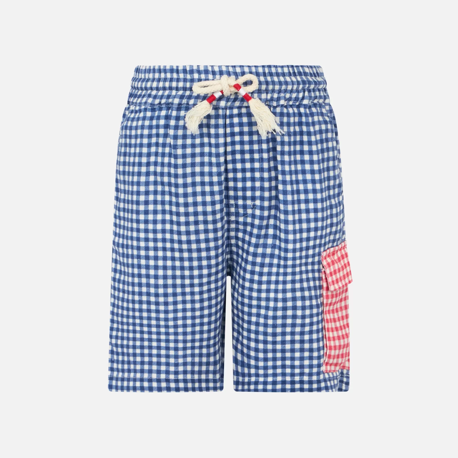 Clearance Bermuda in lino colore Blu Vichy Bambino Bermuda E Pantaloni