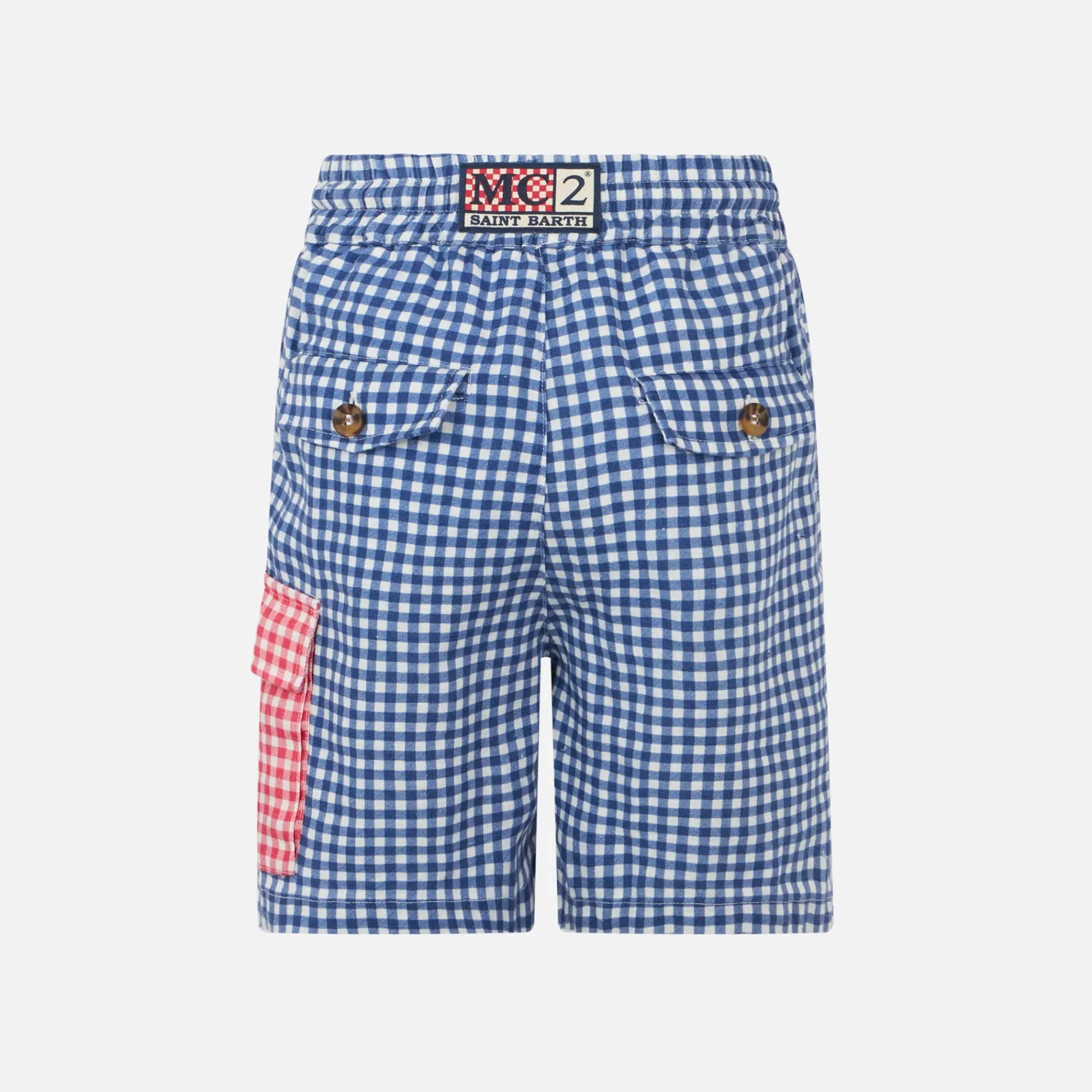 Clearance Bermuda in lino colore Blu Vichy Bambino Bermuda E Pantaloni