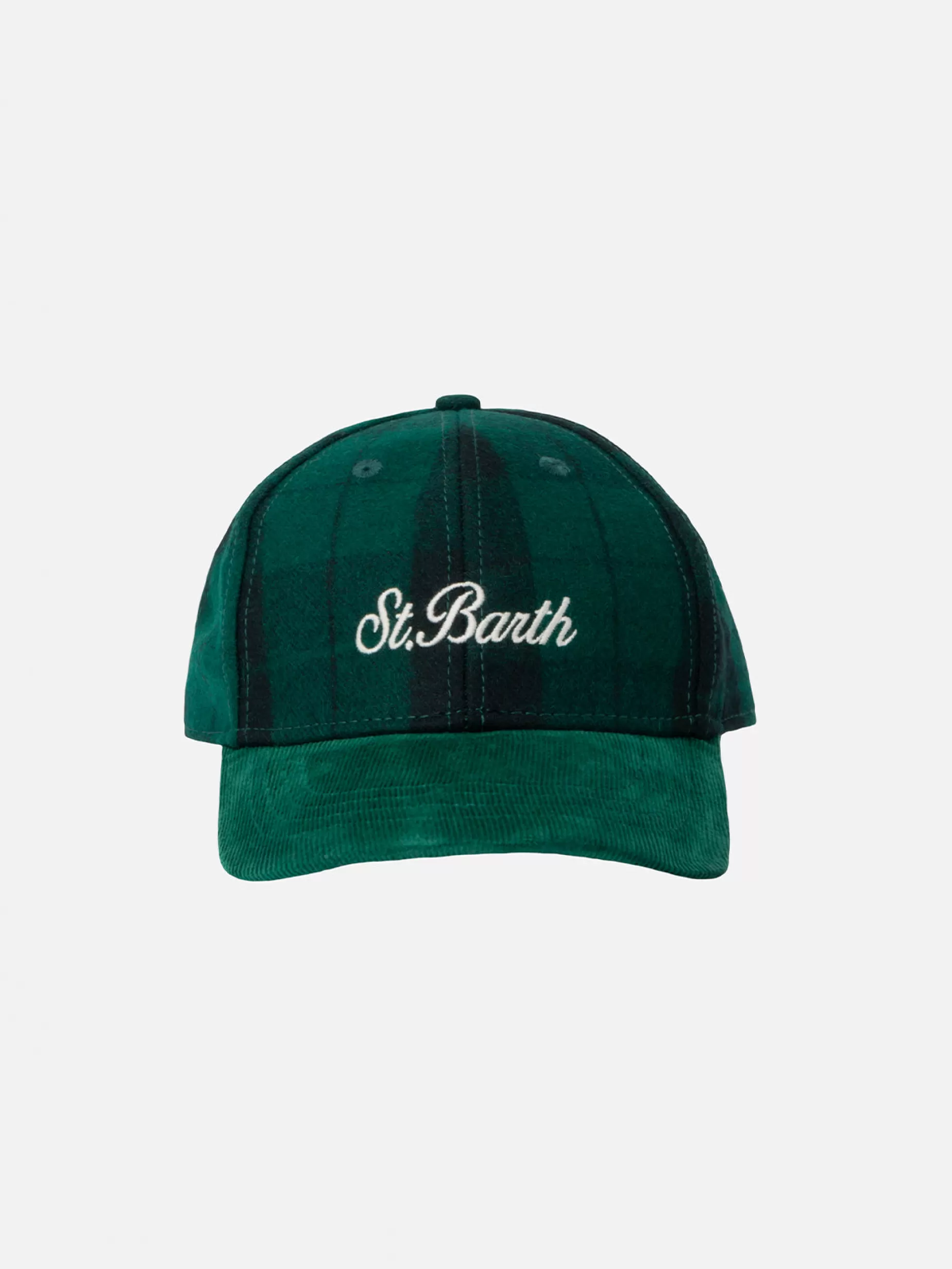 Best Sale Berretto da baseball in tartan di lana con visiera in velluto a coste e logo ricamato Uomo Cappelli E Berretti