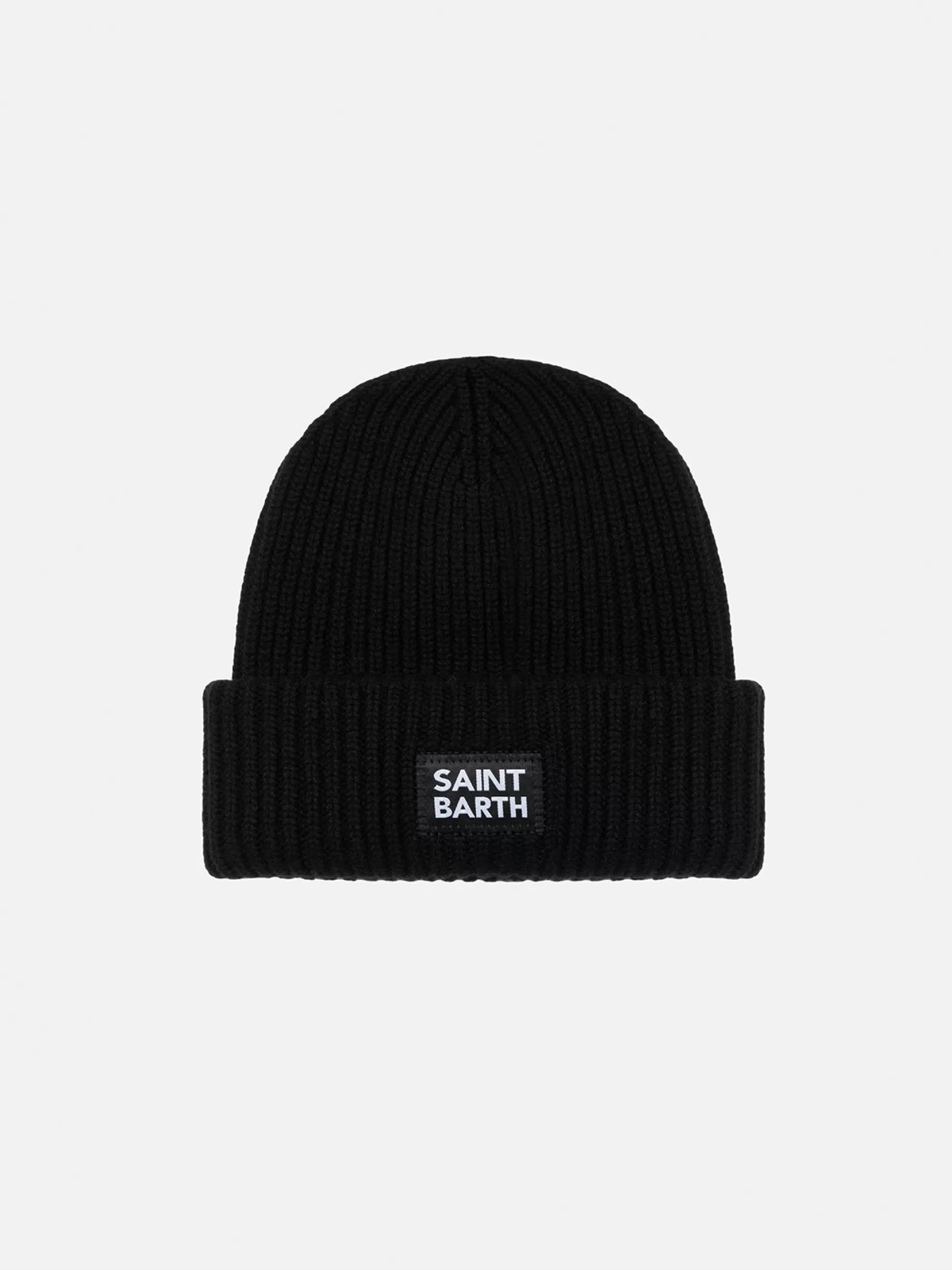 Best Sale Berretto nero a coste da bambino Berry con toppa Saint Barth Bambino Cappelli E Berretti | Cappelli E Berretti