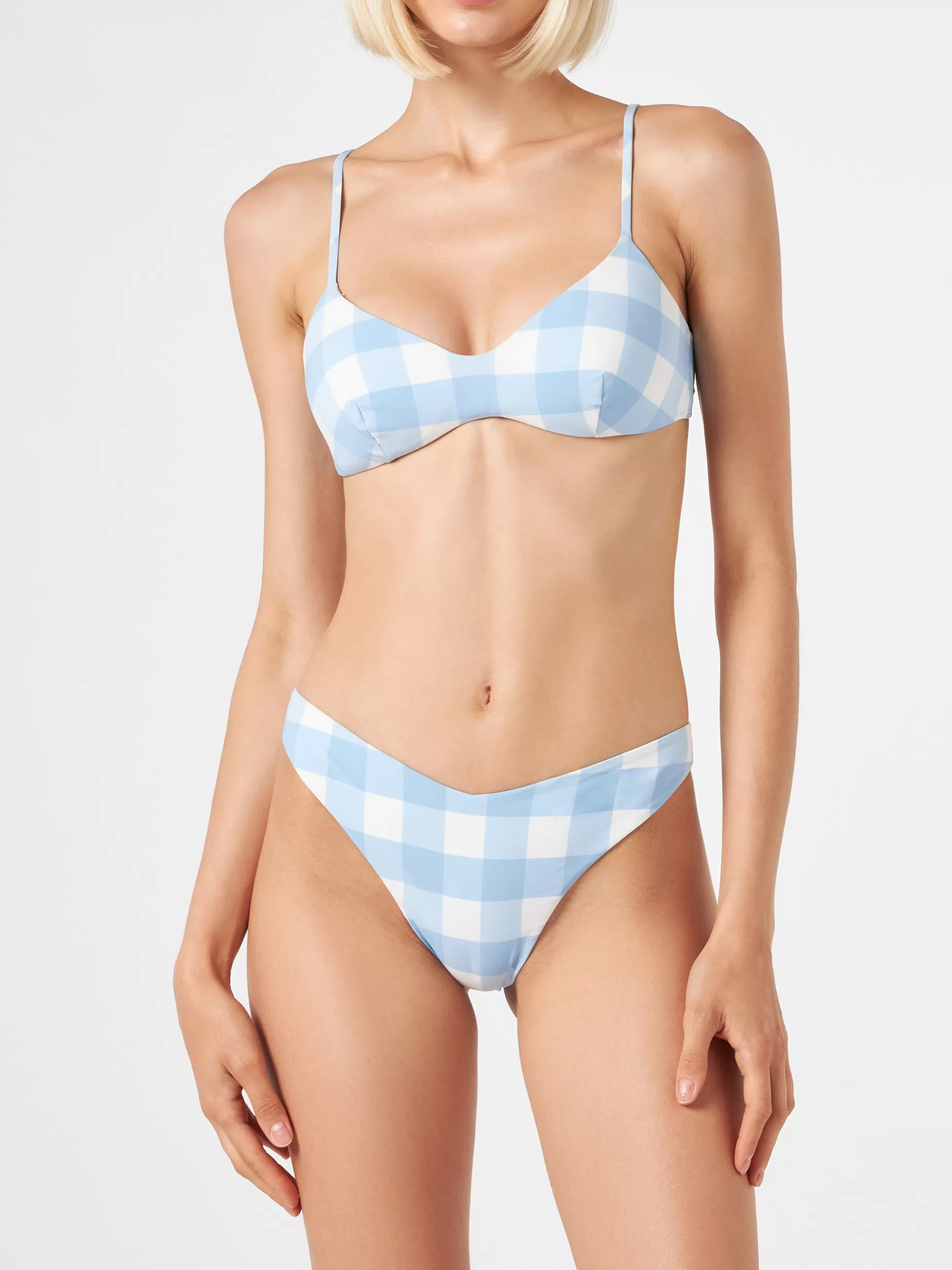 Best Bikini a bralette a quadretti con slip da bagno sgambato Donna Costumi Stampati | Bikini