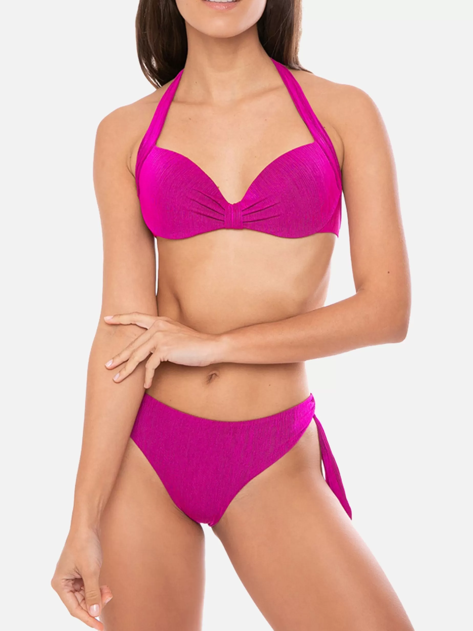 Hot Bikini a bralette plissé fucsia Donna Bikini