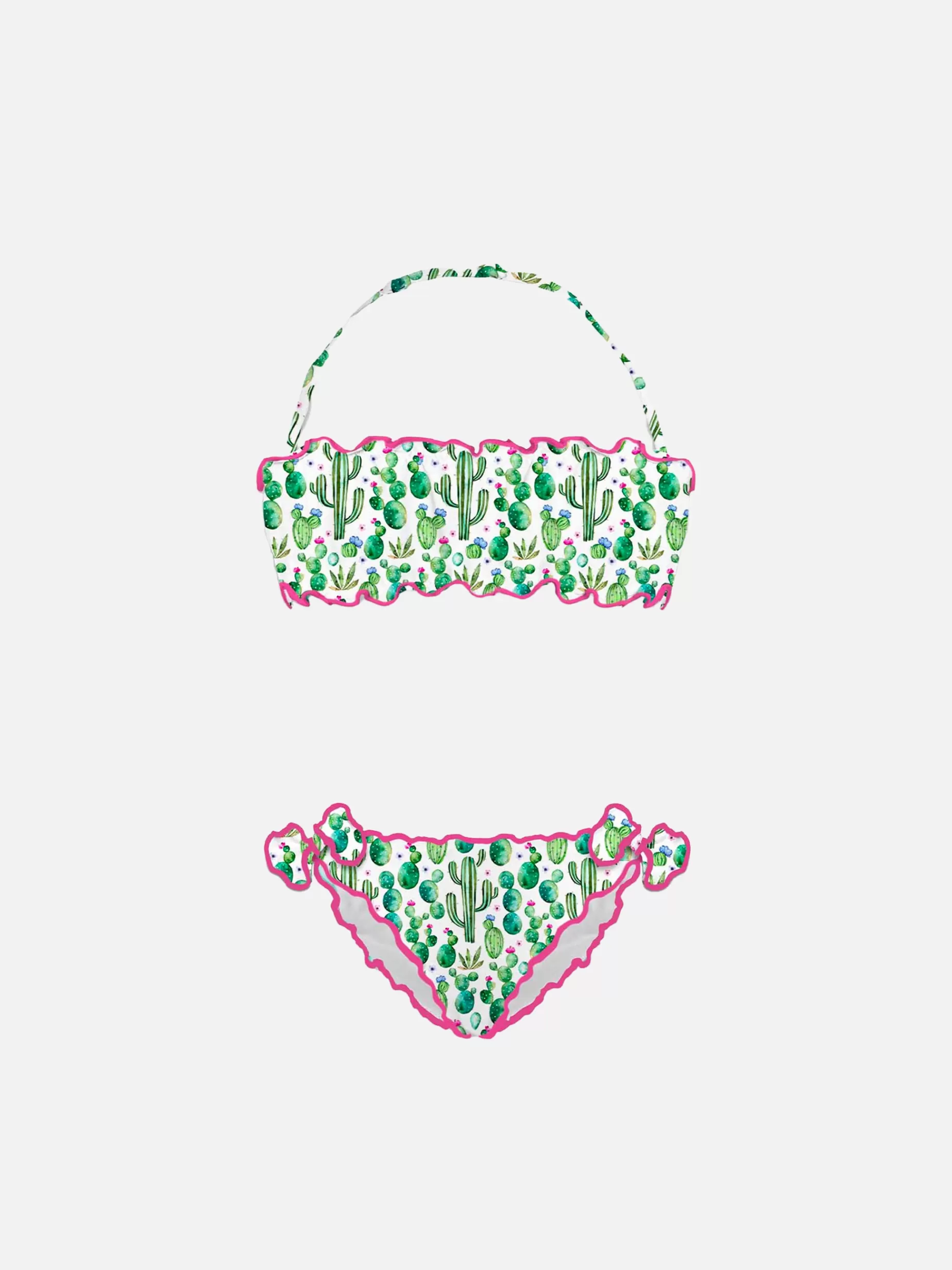 Discount Bikini a fascia da bambina con stampa cactus Costumi Da Bagno Stampati | Bikini E Slip Mare