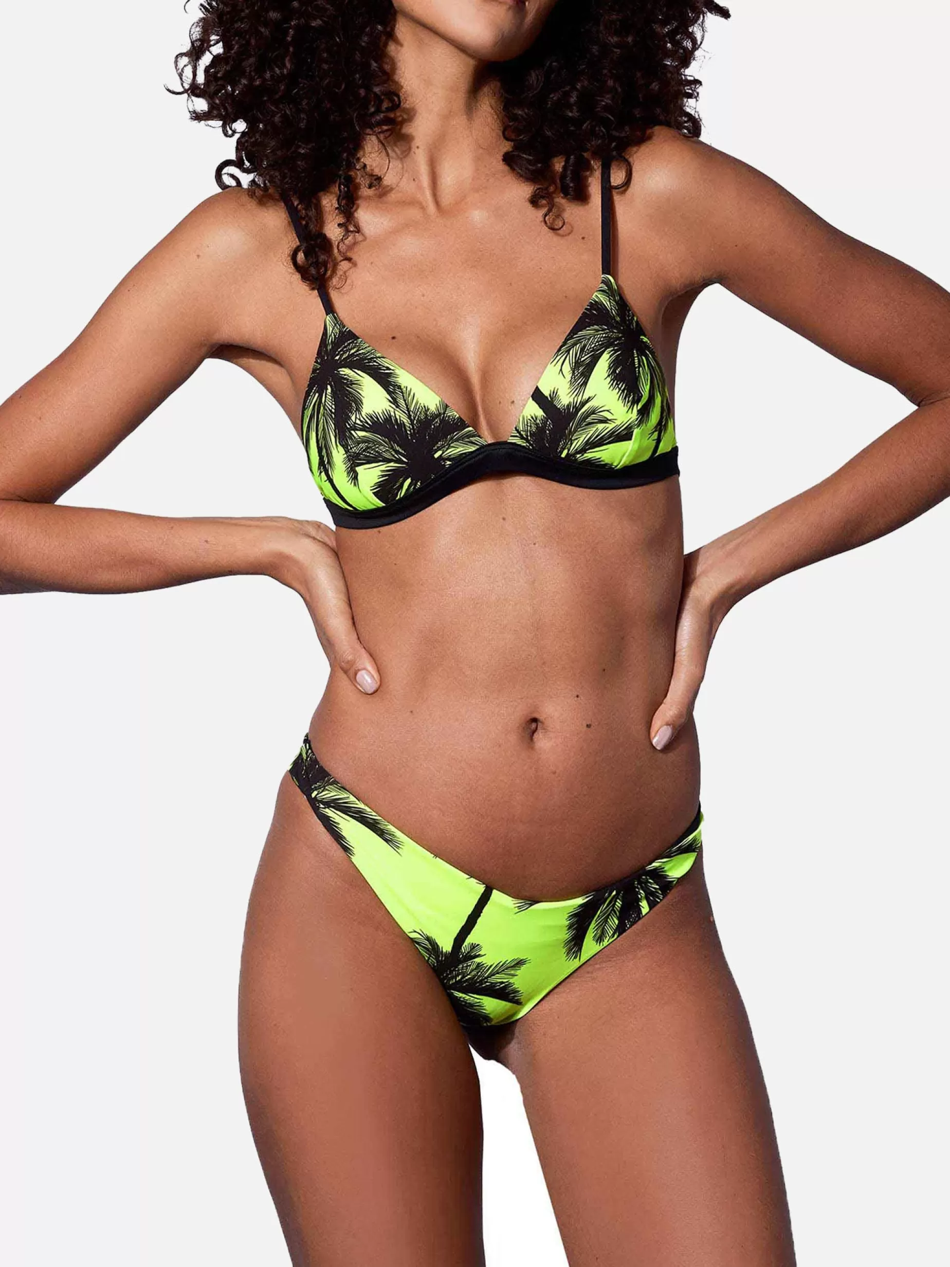 New Bikini a triangolo giallo fluo stampa palme Donna Bikini | Beachwear