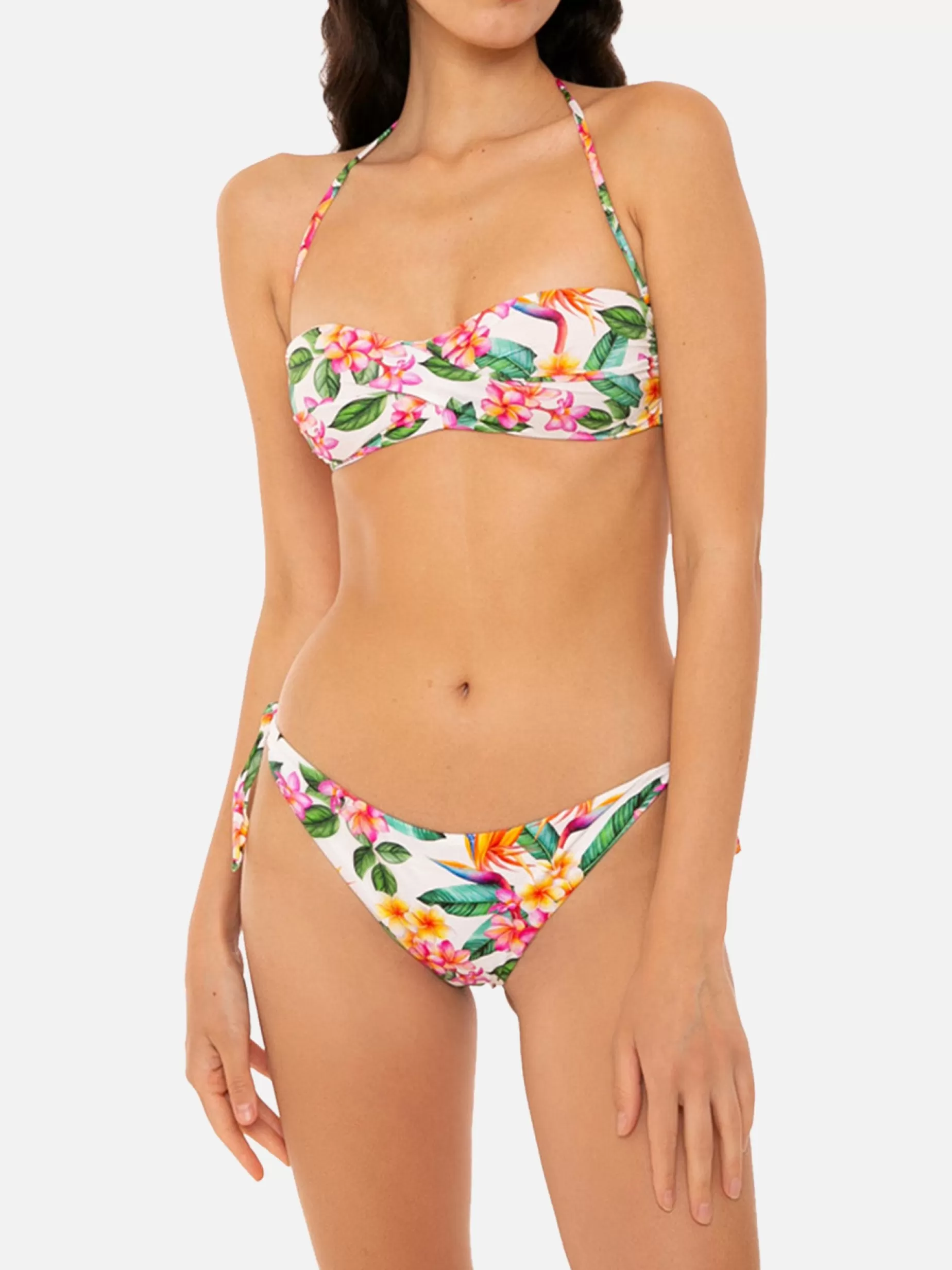 Store Bikini bianco con stampa fiori colorati Donna Bikini