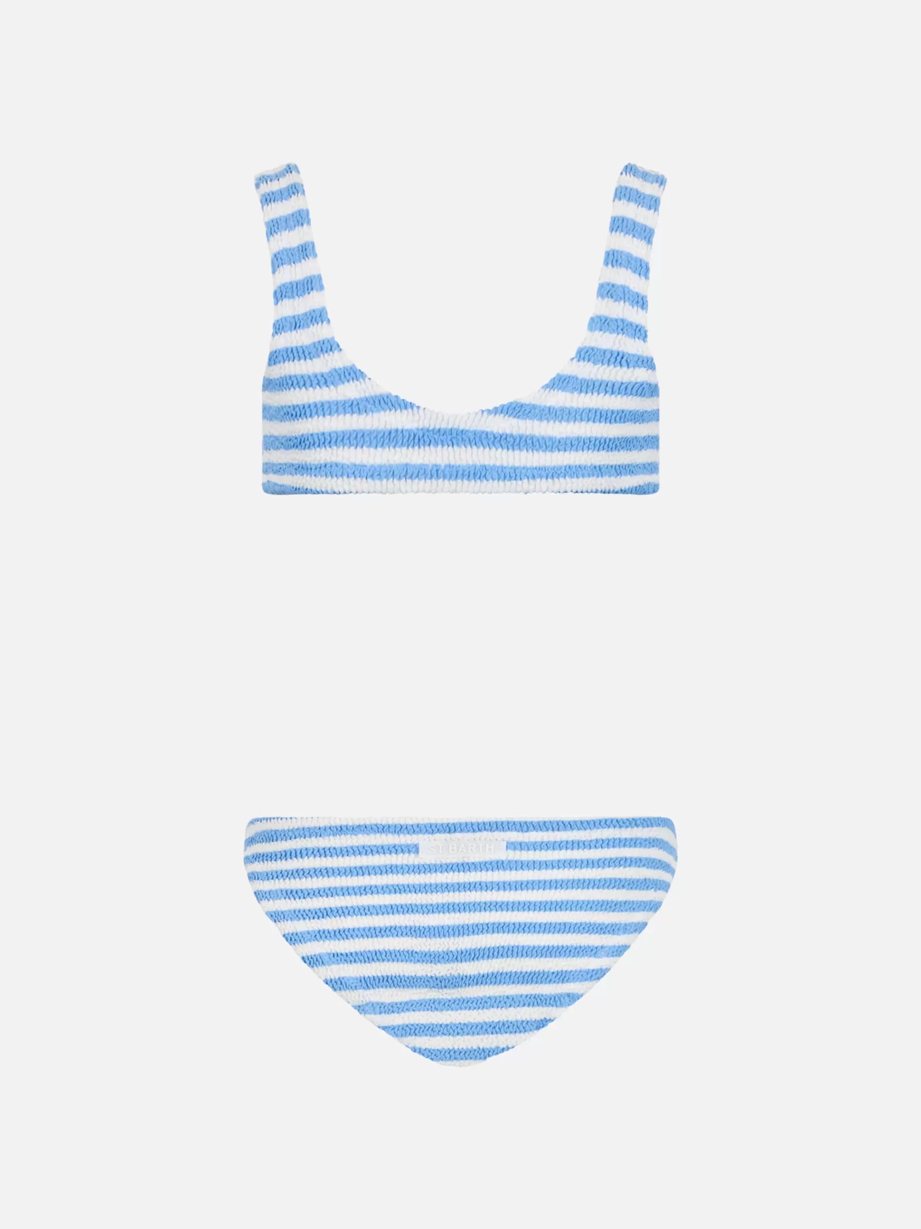 Shop Bikini classico crinkle da bambina a righe azzurre Baker Bikini E Slip Mare