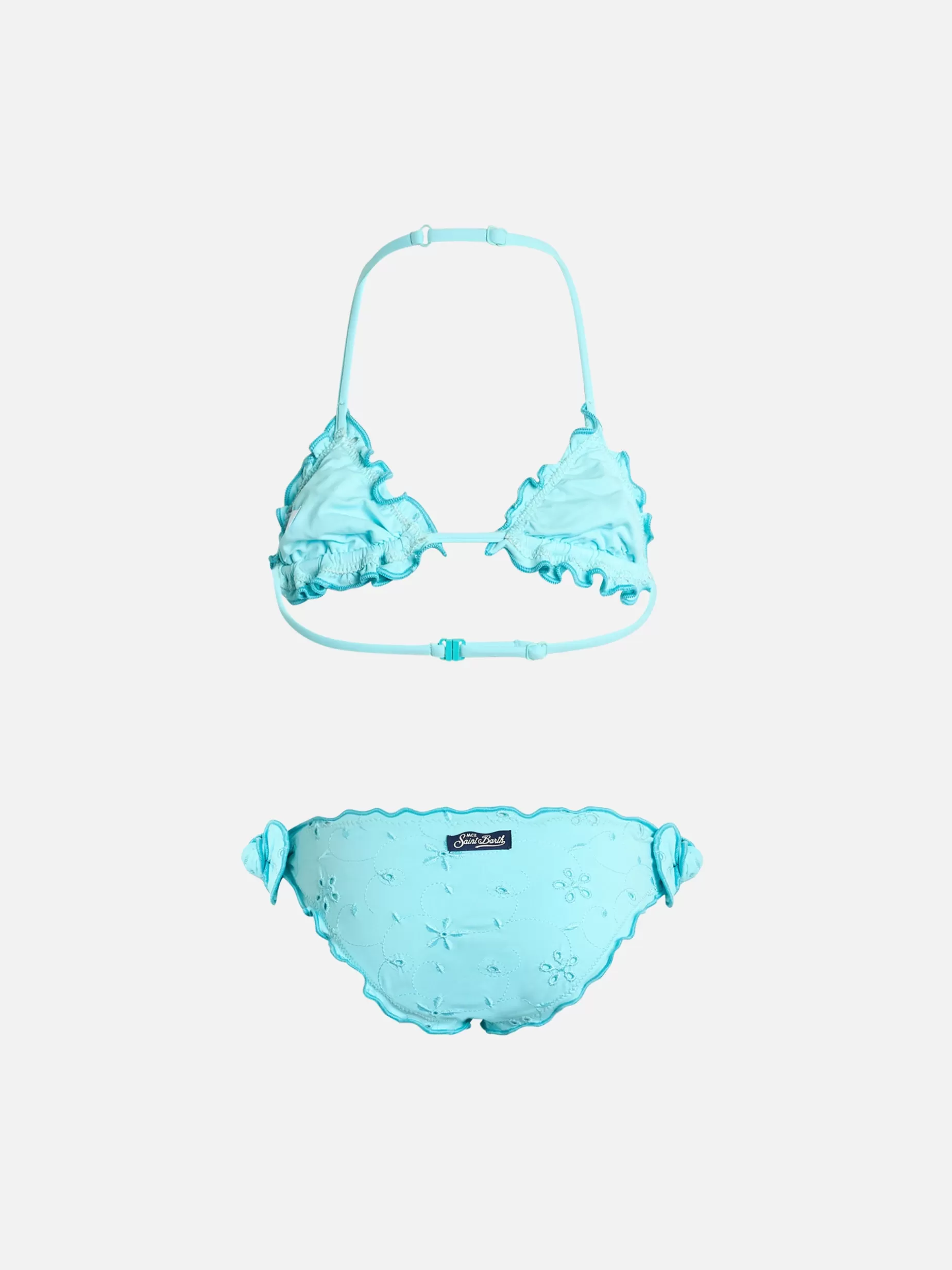 Fashion Bikini classico triangolo Cris da bambina verde acqua con ricamo Sangallo Costumi Da Bagno Tinta Unita | Bikini E Slip Mare