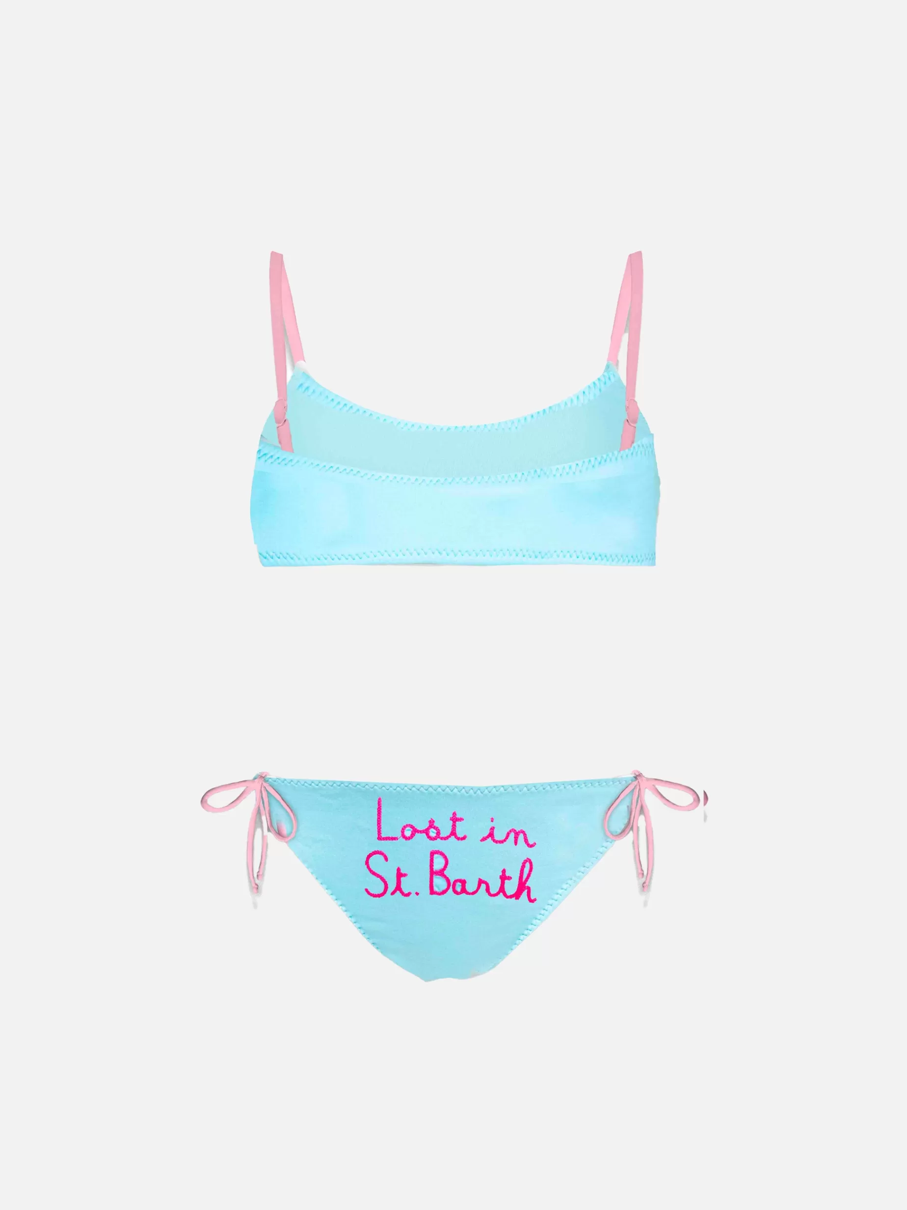 Online Bikini da bambina a bralette con scritta ricamata Lost in St. Barth Costumi Da Bagno Tinta Unita | Bikini E Slip Mare