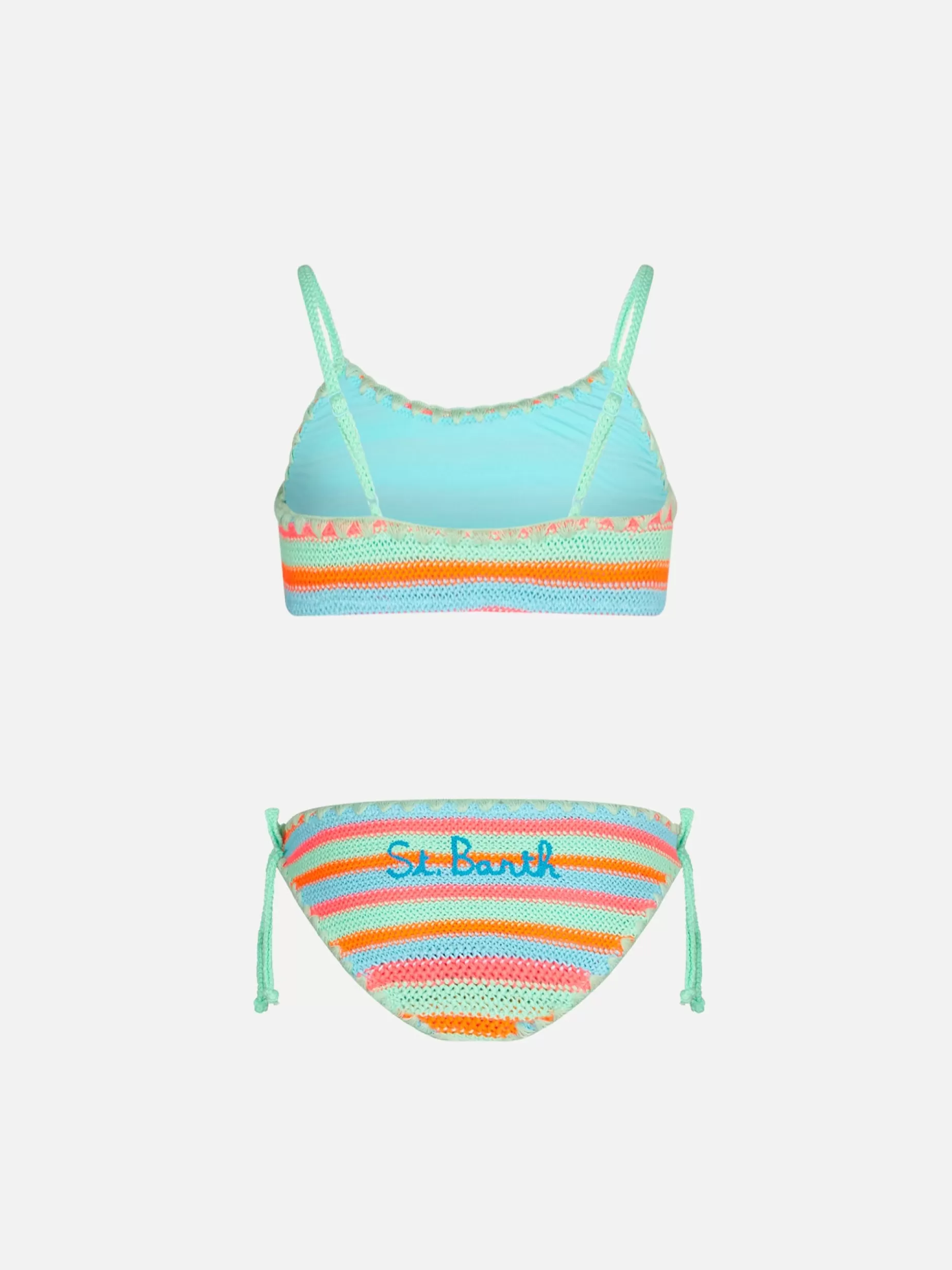 Cheap Bikini da bambina a bralette crochet con righe multicolore Costumi Da Bagno Stampati | Costumi Da Bagno Tinta Unita