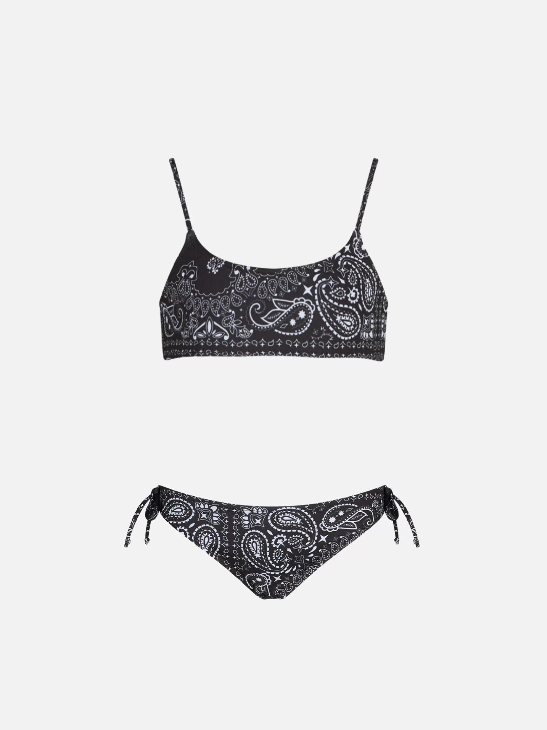 Outlet Bikini da bambina a bralette nero con stampa bandana Costumi Da Bagno Stampati | Bikini E Slip Mare