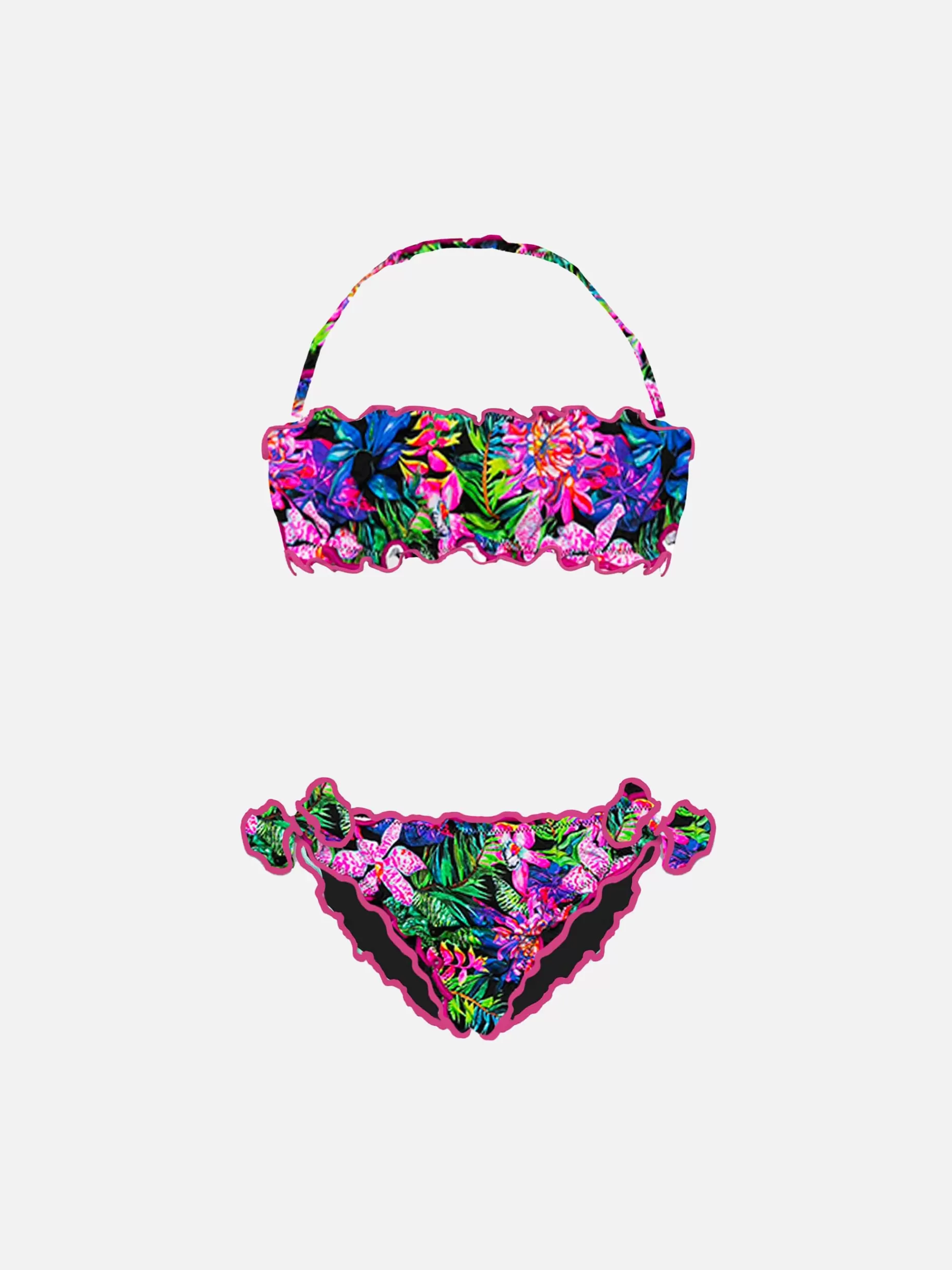 Clearance Bikini da bambina a fascia con stampa fiori Costumi Da Bagno Stampati | Bikini E Slip Mare