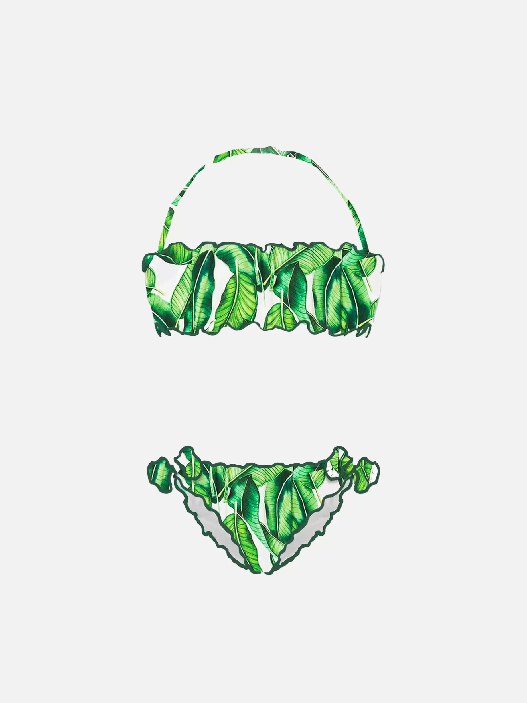 Store Bikini da bambina a fascia con stampa foglie di banano Costumi Da Bagno Stampati | Bikini E Slip Mare