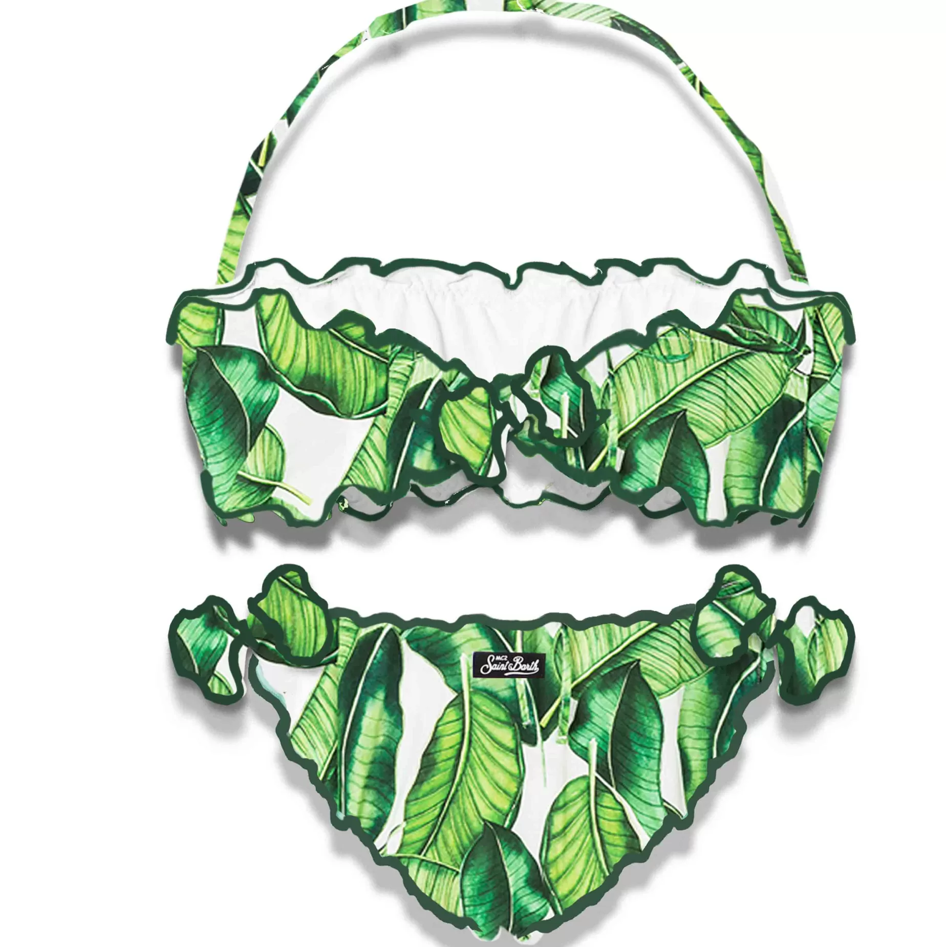 Store Bikini da bambina a fascia con stampa foglie di banano Costumi Da Bagno Stampati | Bikini E Slip Mare