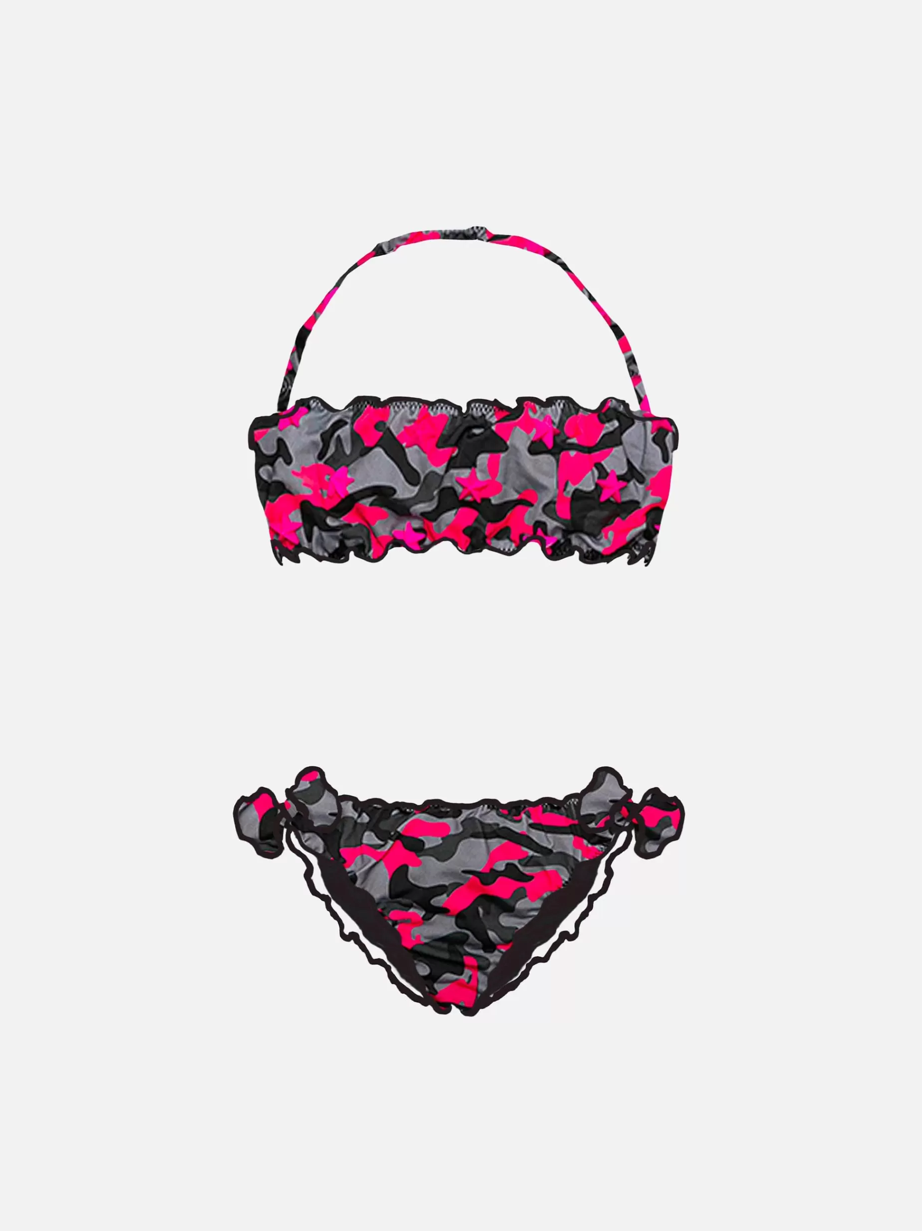 Clearance Bikini da bambina a fascia con stampa mimetica fucsia Costumi Da Bagno Stampati | Bikini E Slip Mare