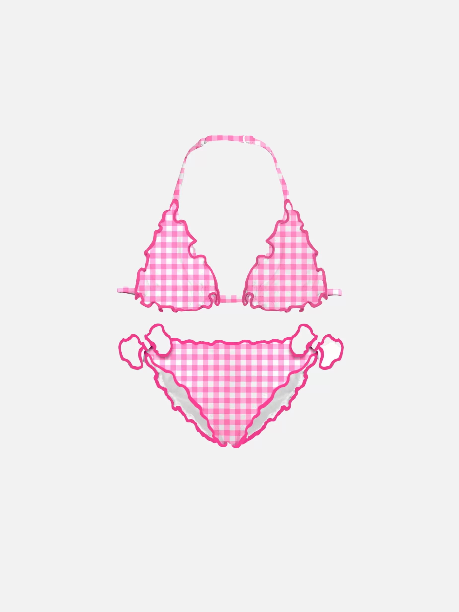 Fashion Bikini da bambina a triangolo con stampa vichy Bikini E Slip Mare