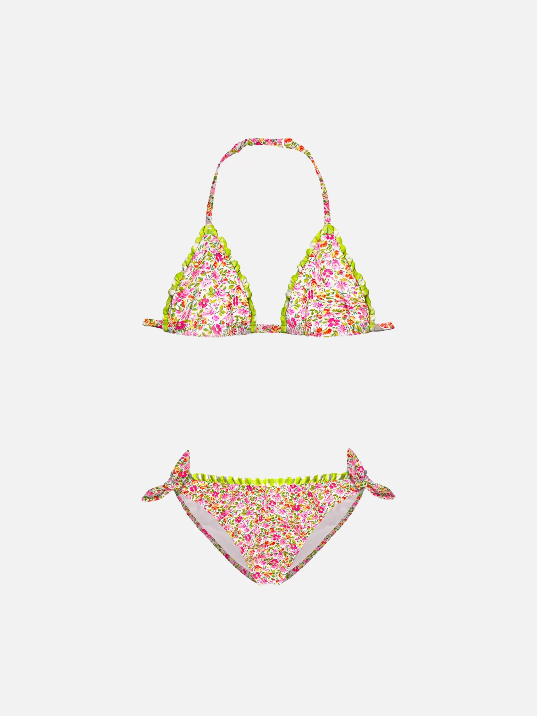Store Bikini da bambina a triangolo a fiori | Realizzato con tessuto Liberty Bikini E Slip Mare | Beachwear