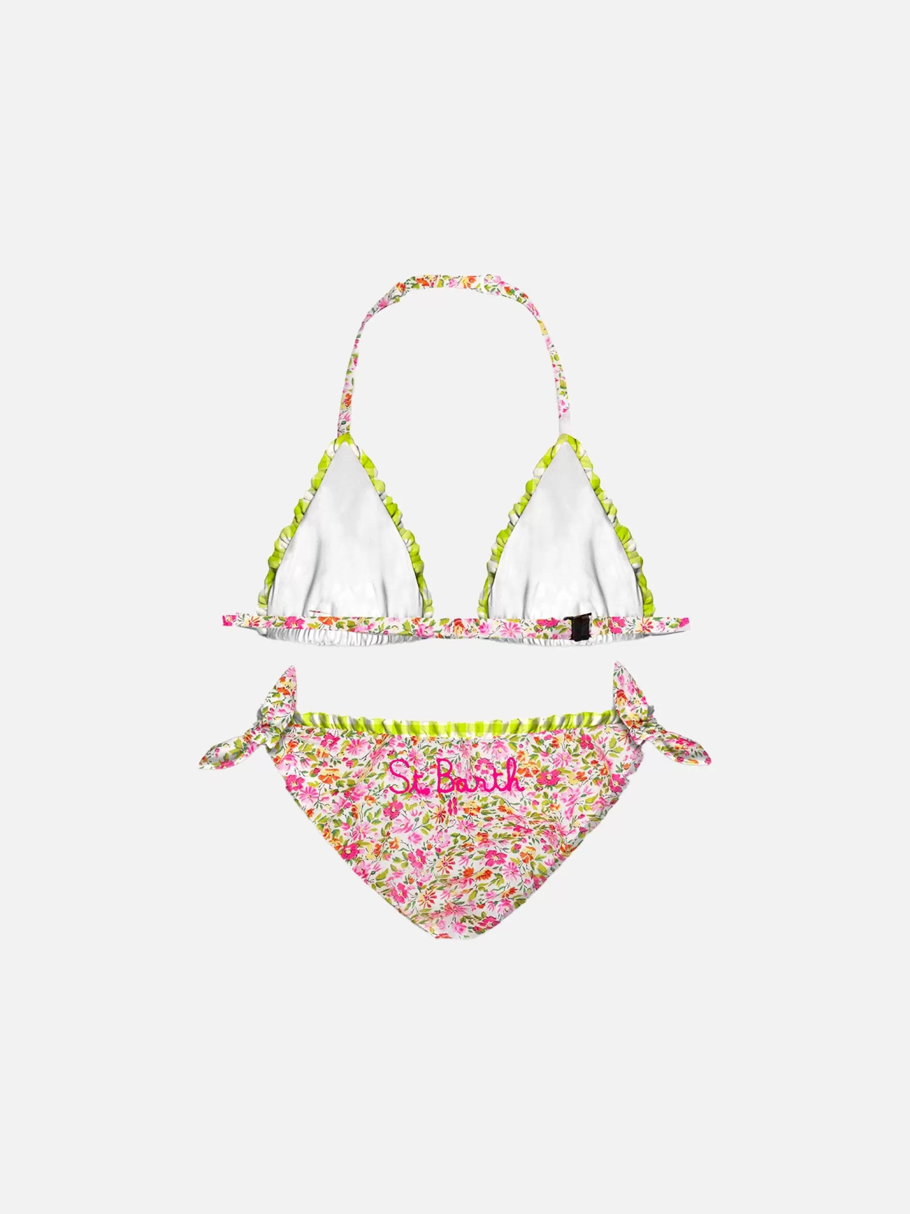 Store Bikini da bambina a triangolo a fiori | Realizzato con tessuto Liberty Bikini E Slip Mare | Beachwear