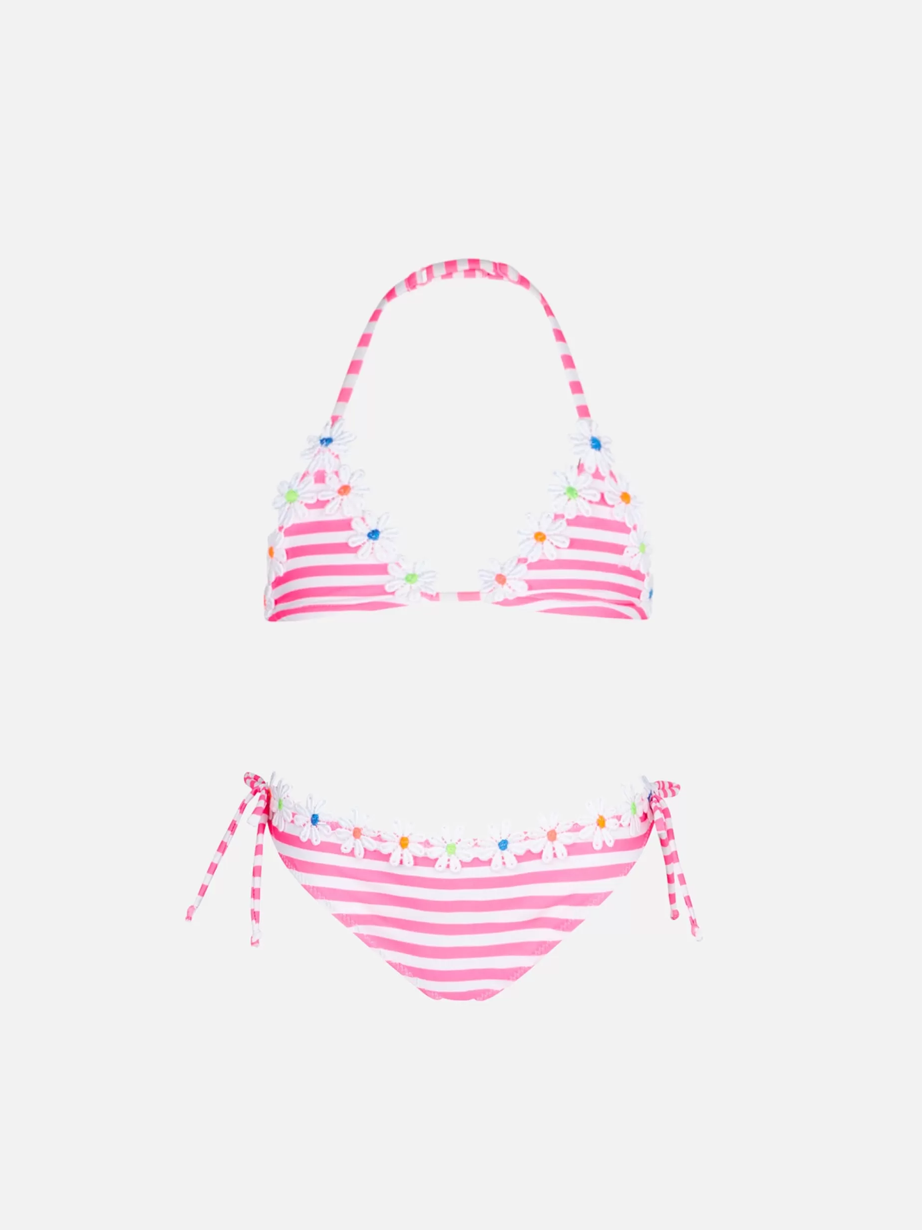 New Bikini da bambina a triangolo con righe rosa fluo Costumi Da Bagno Stampati | Bikini E Slip Mare