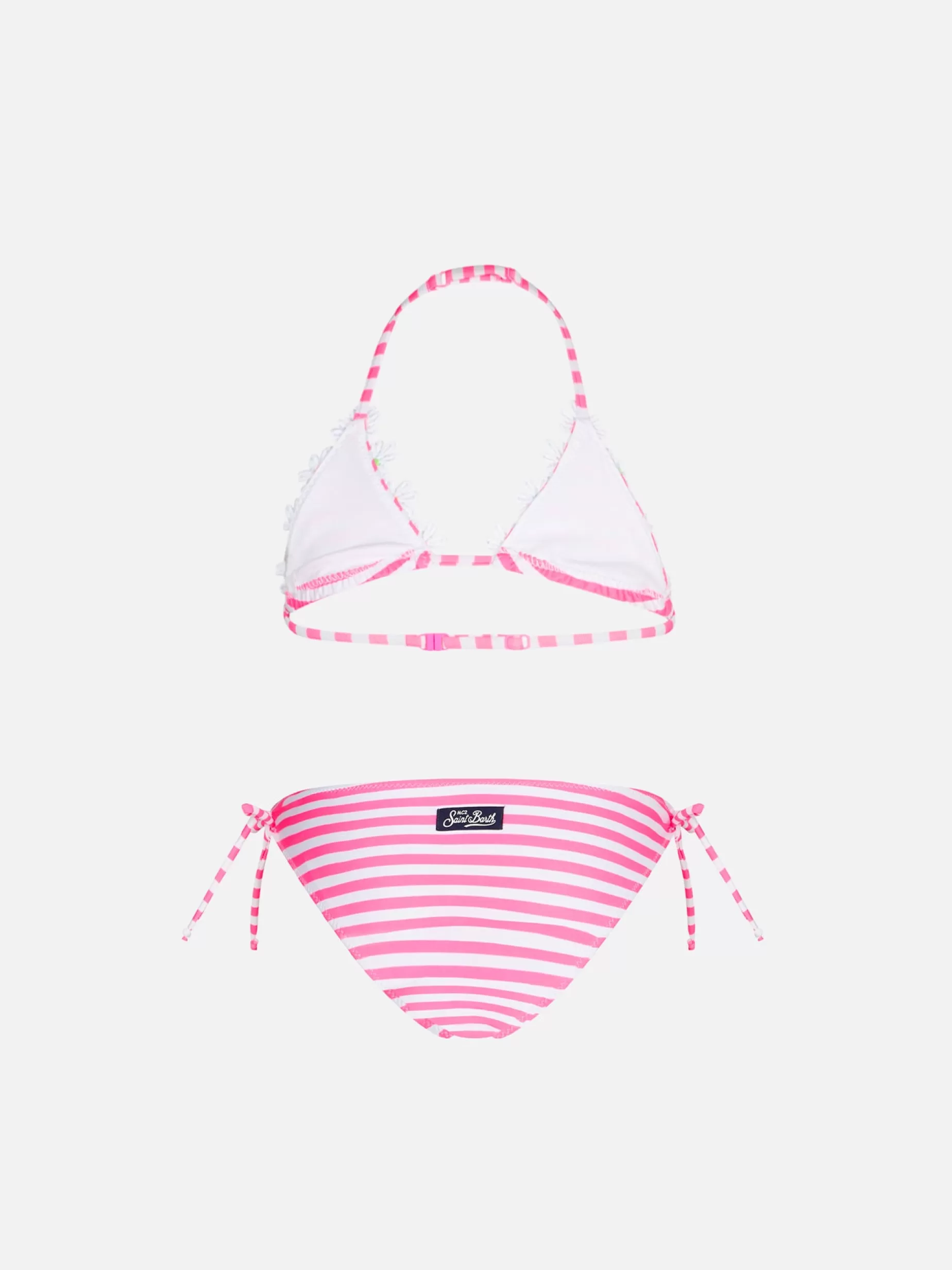 New Bikini da bambina a triangolo con righe rosa fluo Costumi Da Bagno Stampati | Bikini E Slip Mare