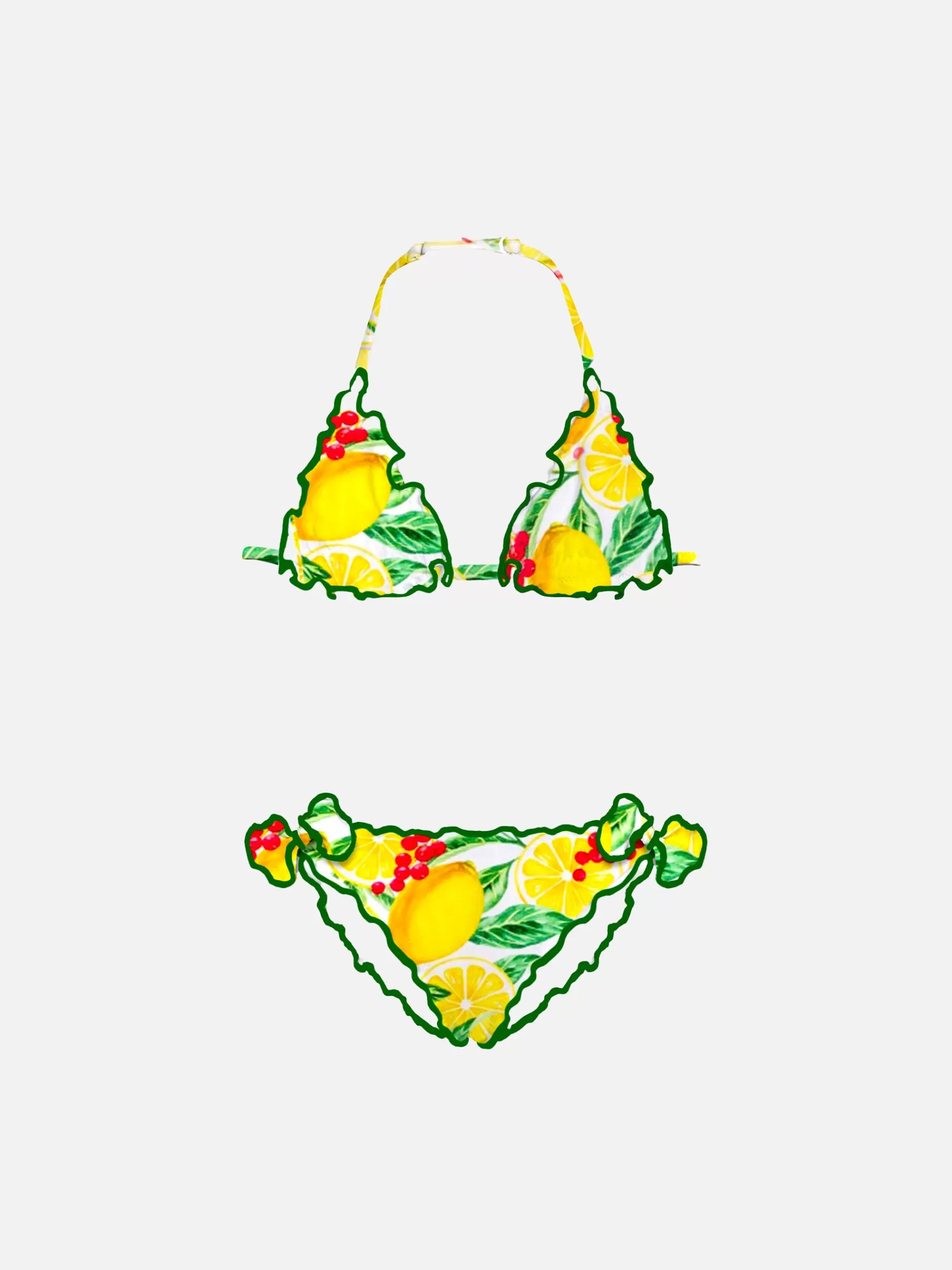 Shop Bikini da bambina a triangolo con stampa limoni Costumi Da Bagno Stampati | Bikini E Slip Mare