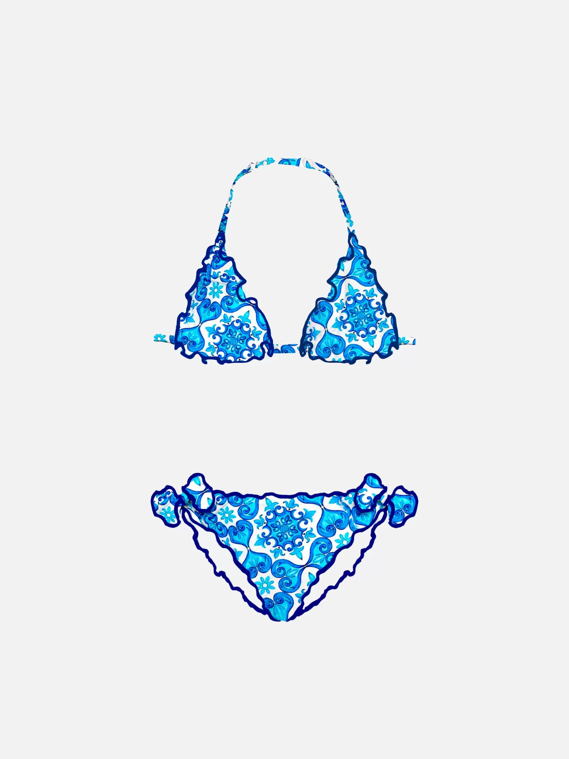 Shop Bikini da bambina a triangolo con stampa maiolica Costumi Da Bagno Stampati | Bikini E Slip Mare