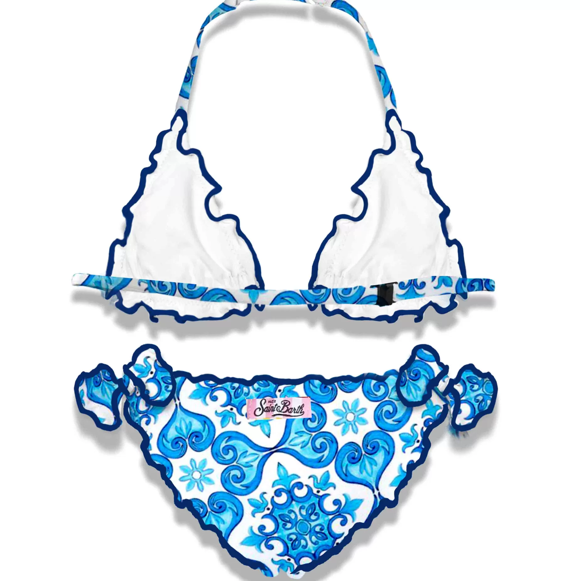 Shop Bikini da bambina a triangolo con stampa maiolica Costumi Da Bagno Stampati | Bikini E Slip Mare