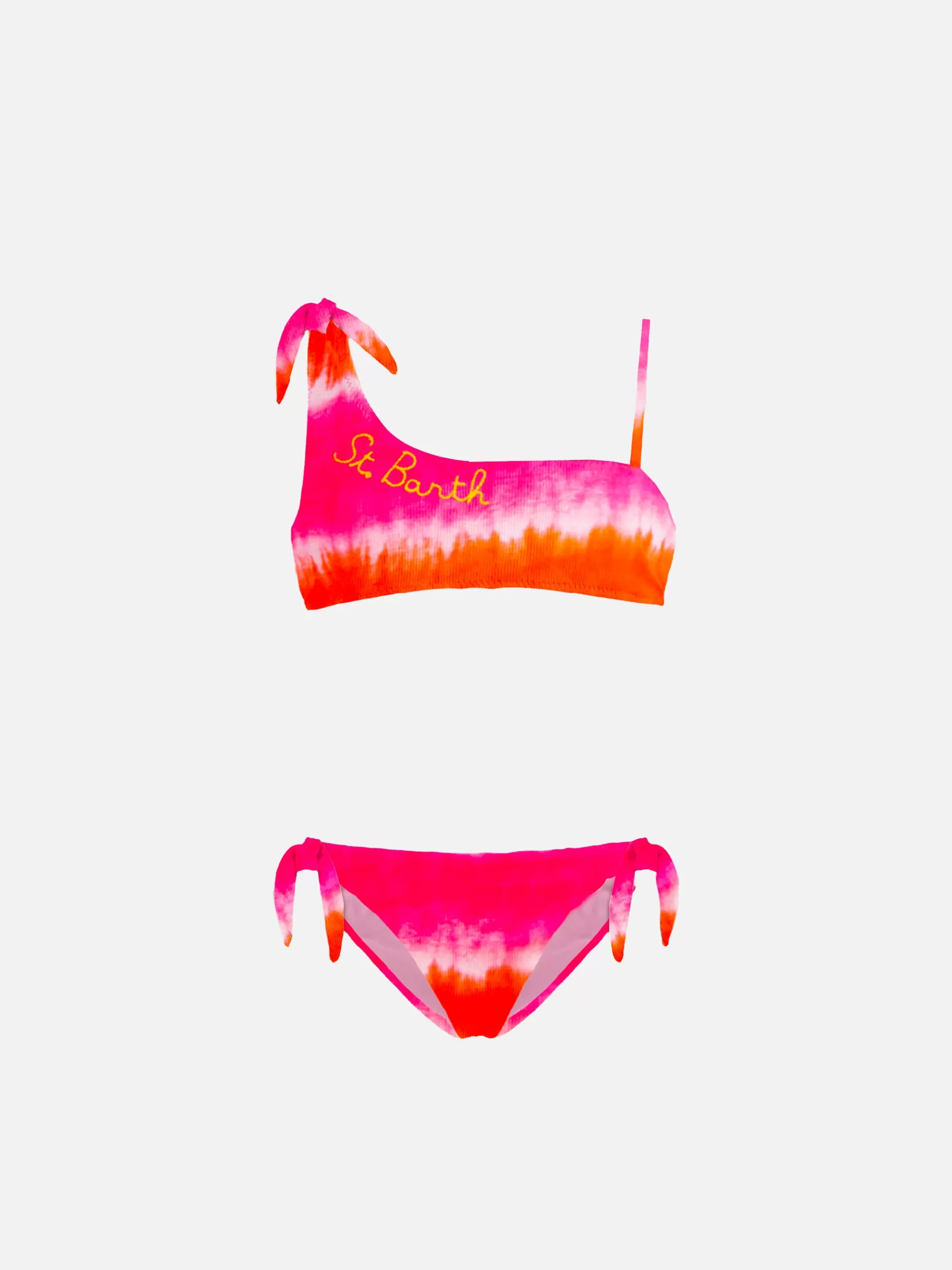 Online bikini da bambina tye die arancio e fucsia Costumi Da Bagno Stampati | Bikini E Slip Mare