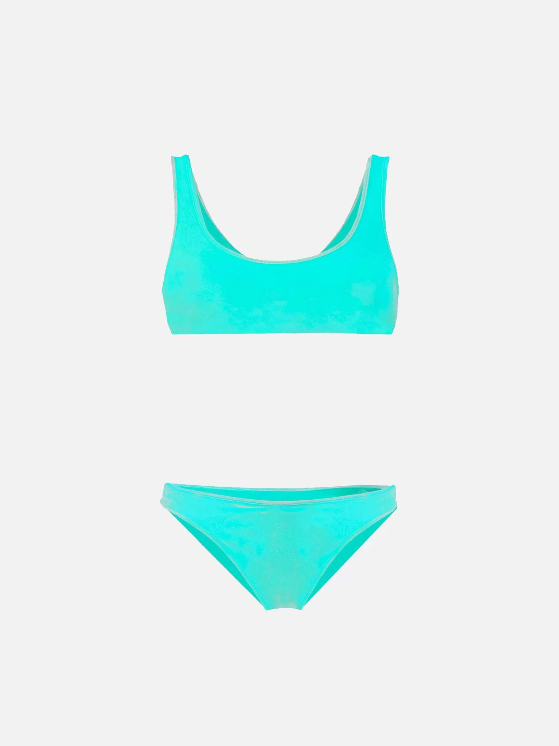 Sale BIKINI DA BAMBINA VELLUTO TEAL Costumi Da Bagno Tinta Unita | Bikini E Slip Mare