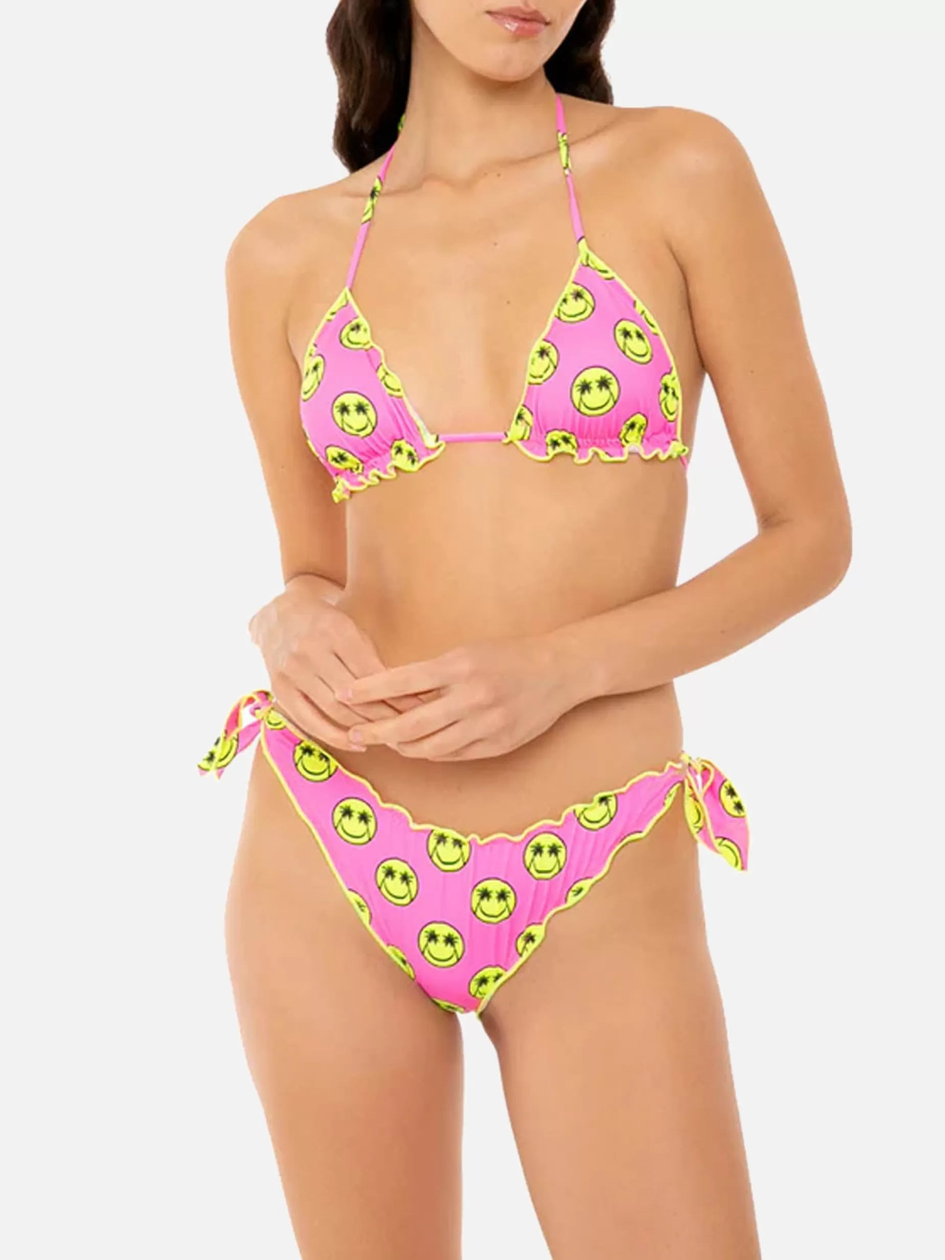 Sale Bikini da donna a triangolo con stampa smile gialla Donna Bikini | Beachwear