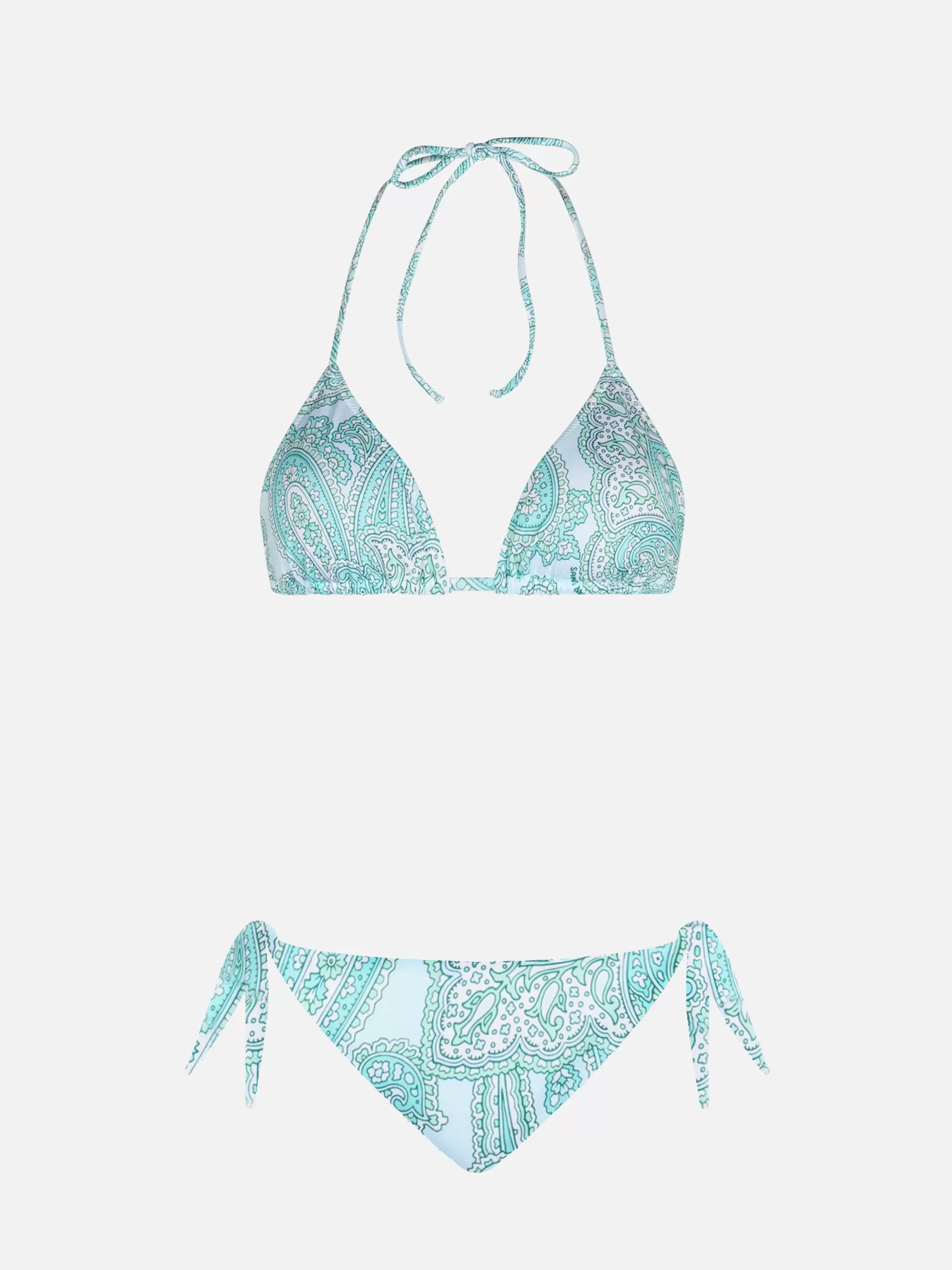 Store Bikini da donna a triangolo paisley verde acqua Leah Yali Donna Bikini