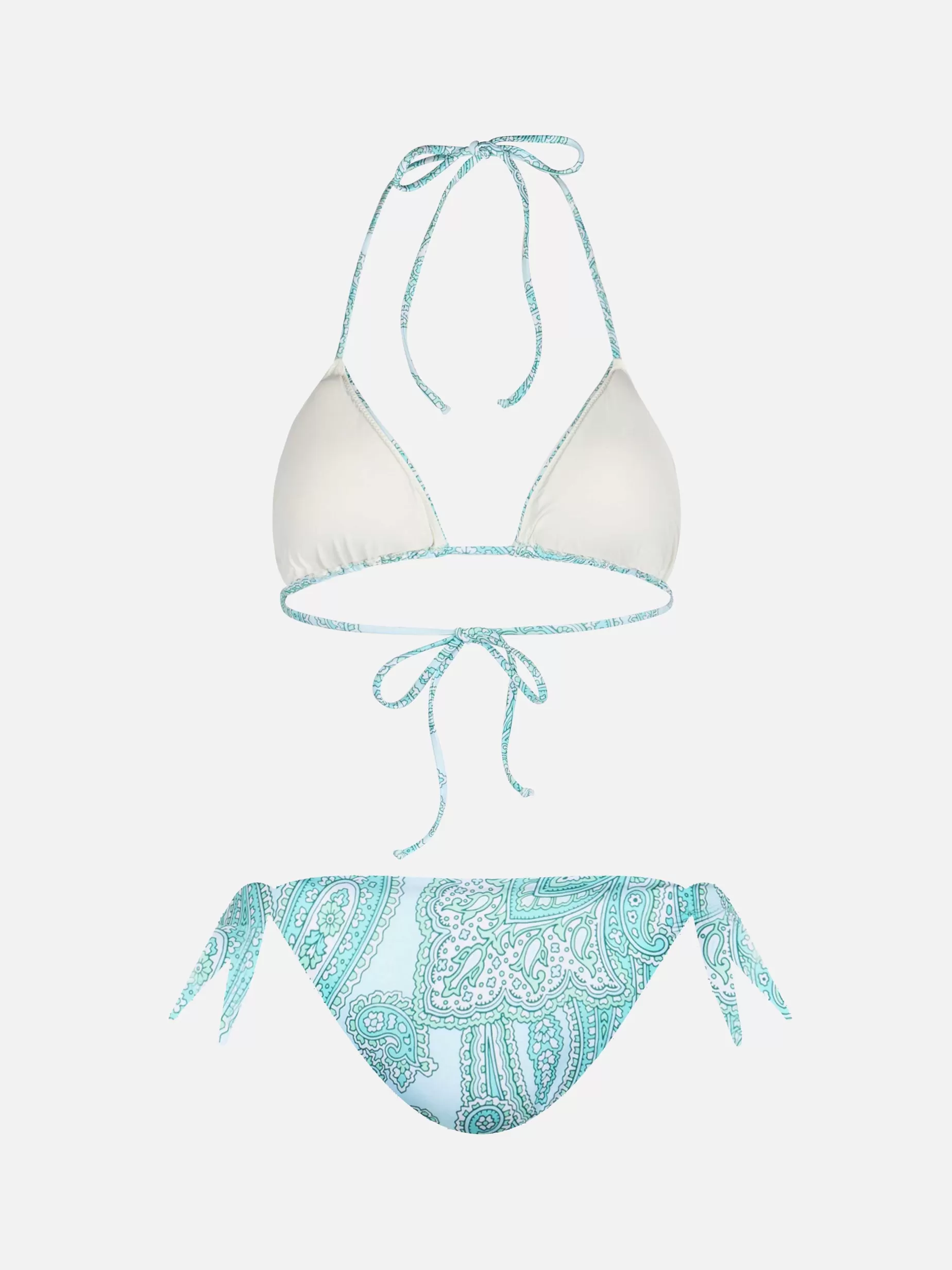 Store Bikini da donna a triangolo paisley verde acqua Leah Yali Donna Bikini