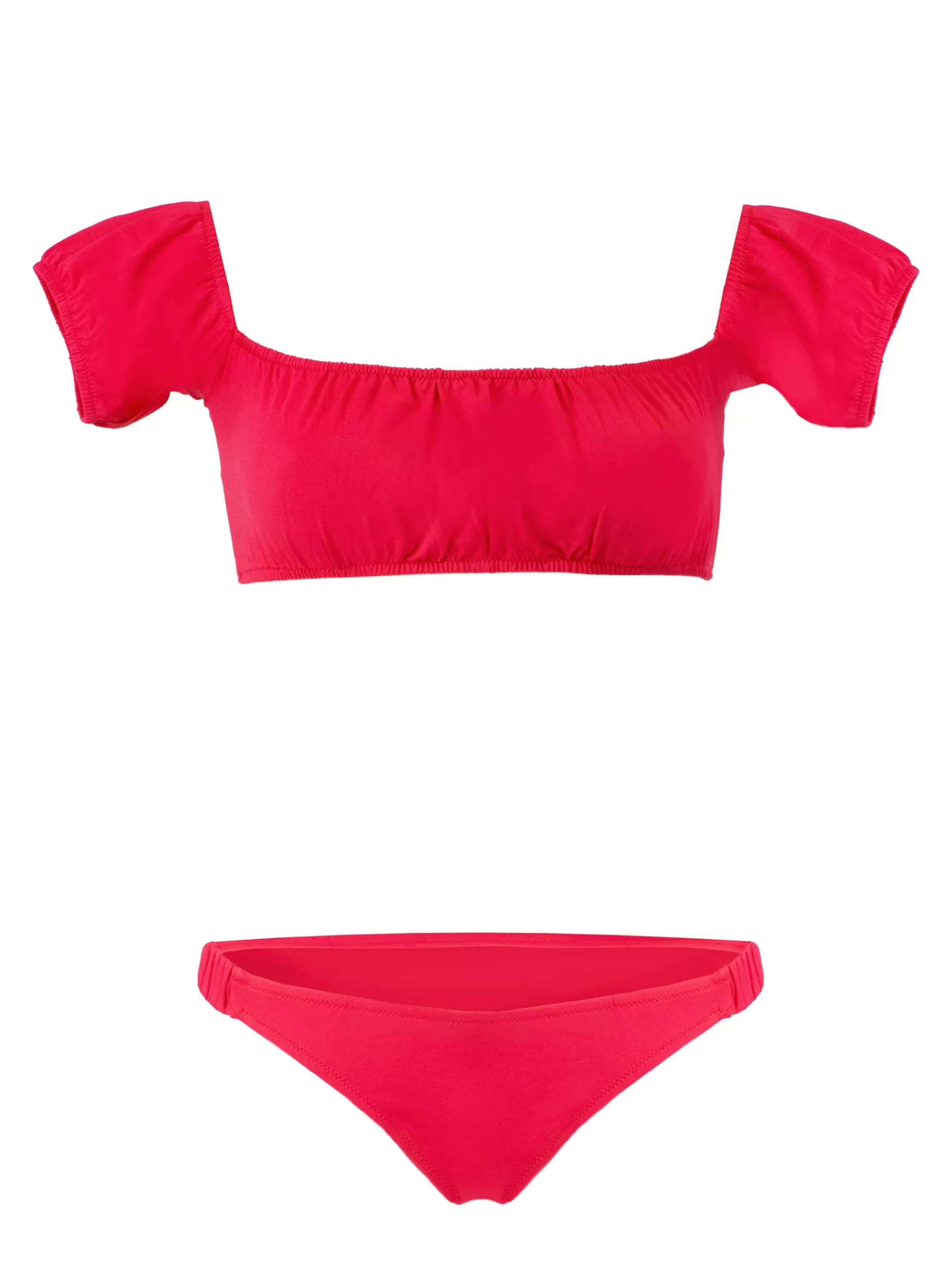 Hot Bikini rosso con spalle scoperte Donna Costumi Tinta Unita | Bikini