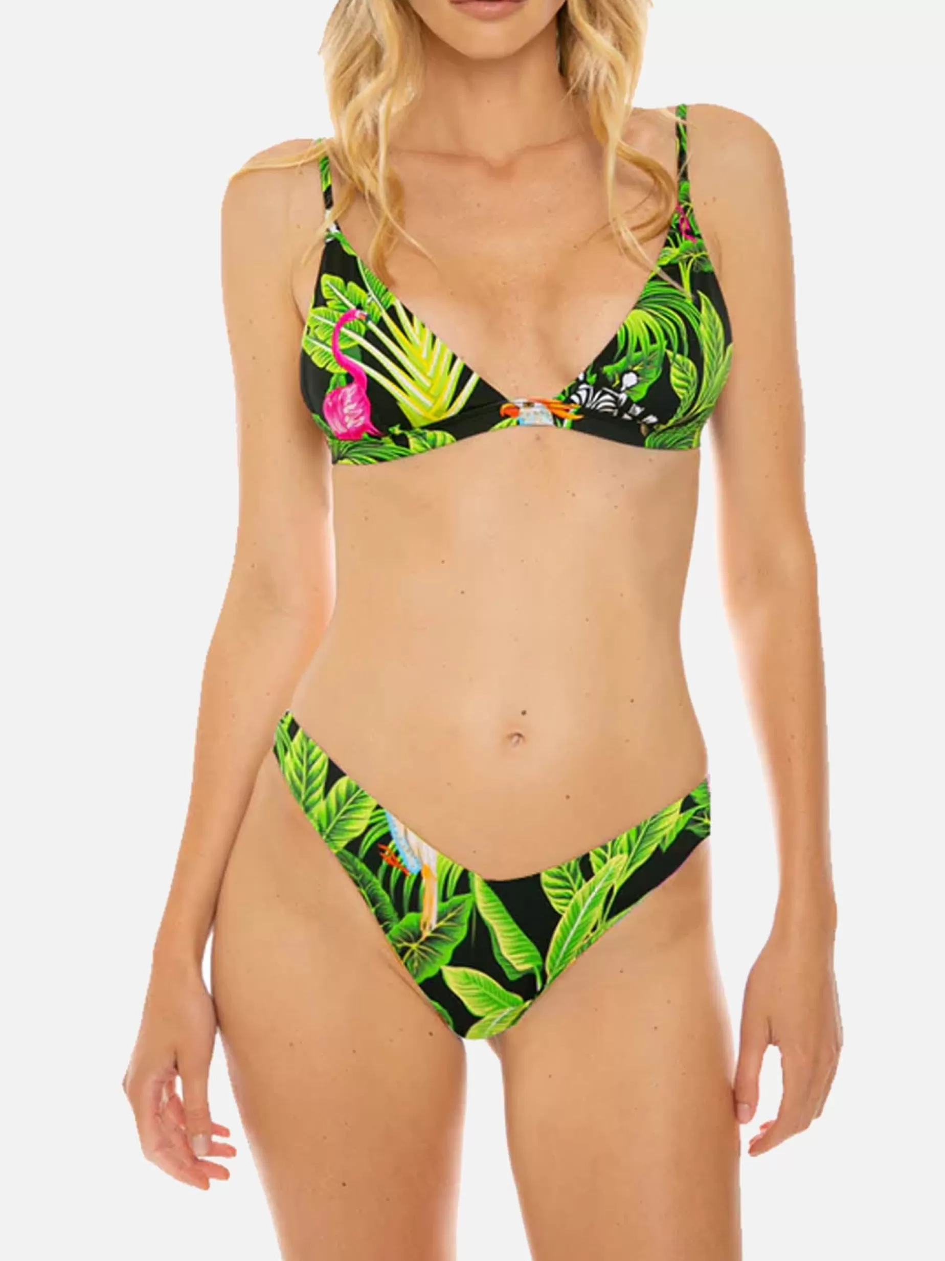 Fashion Bikini stampa foglie tropicali con top a triangolo Donna Bikini