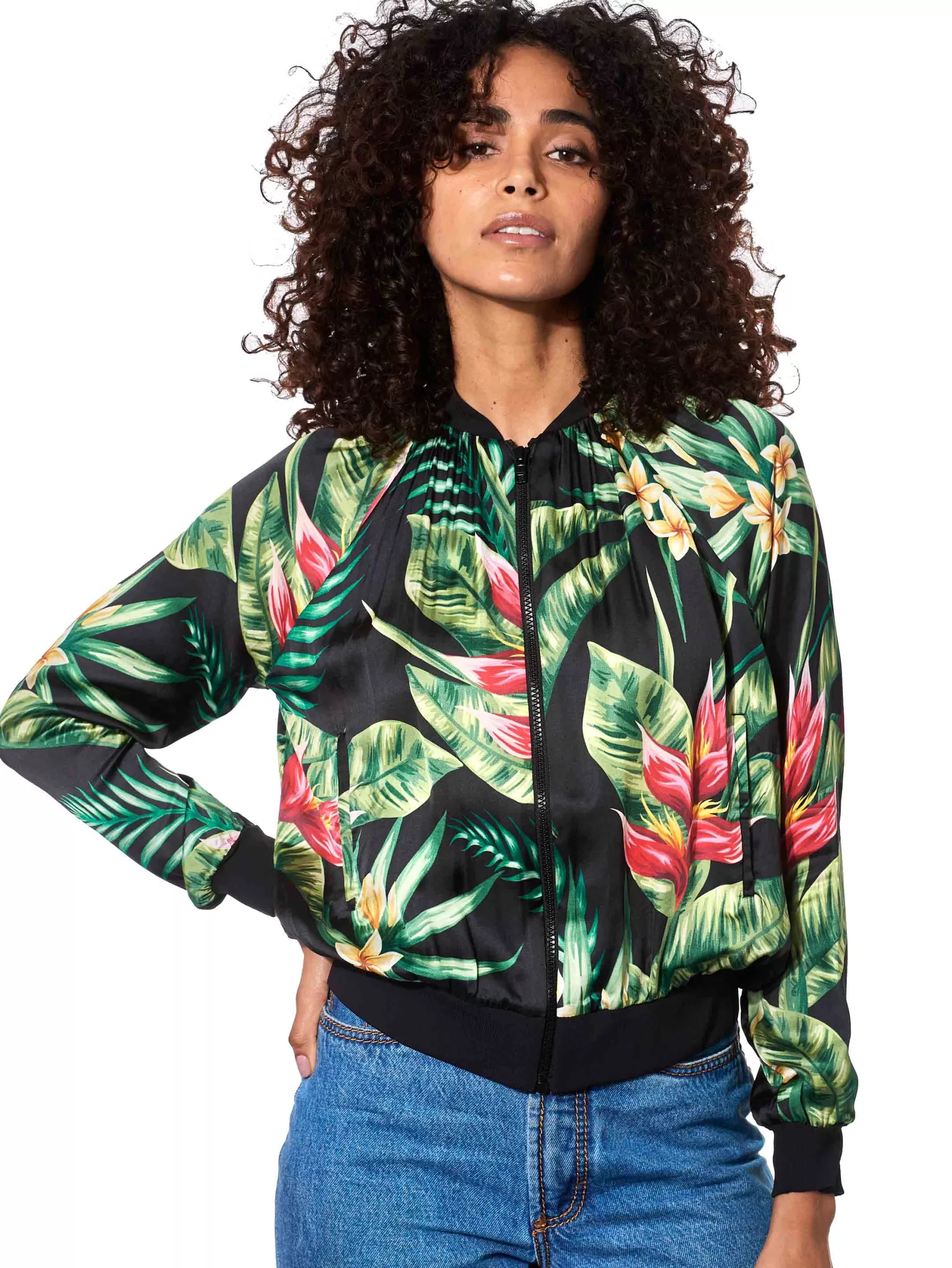 Outlet Bomber con stampa tropicale Donna Camicie E Top