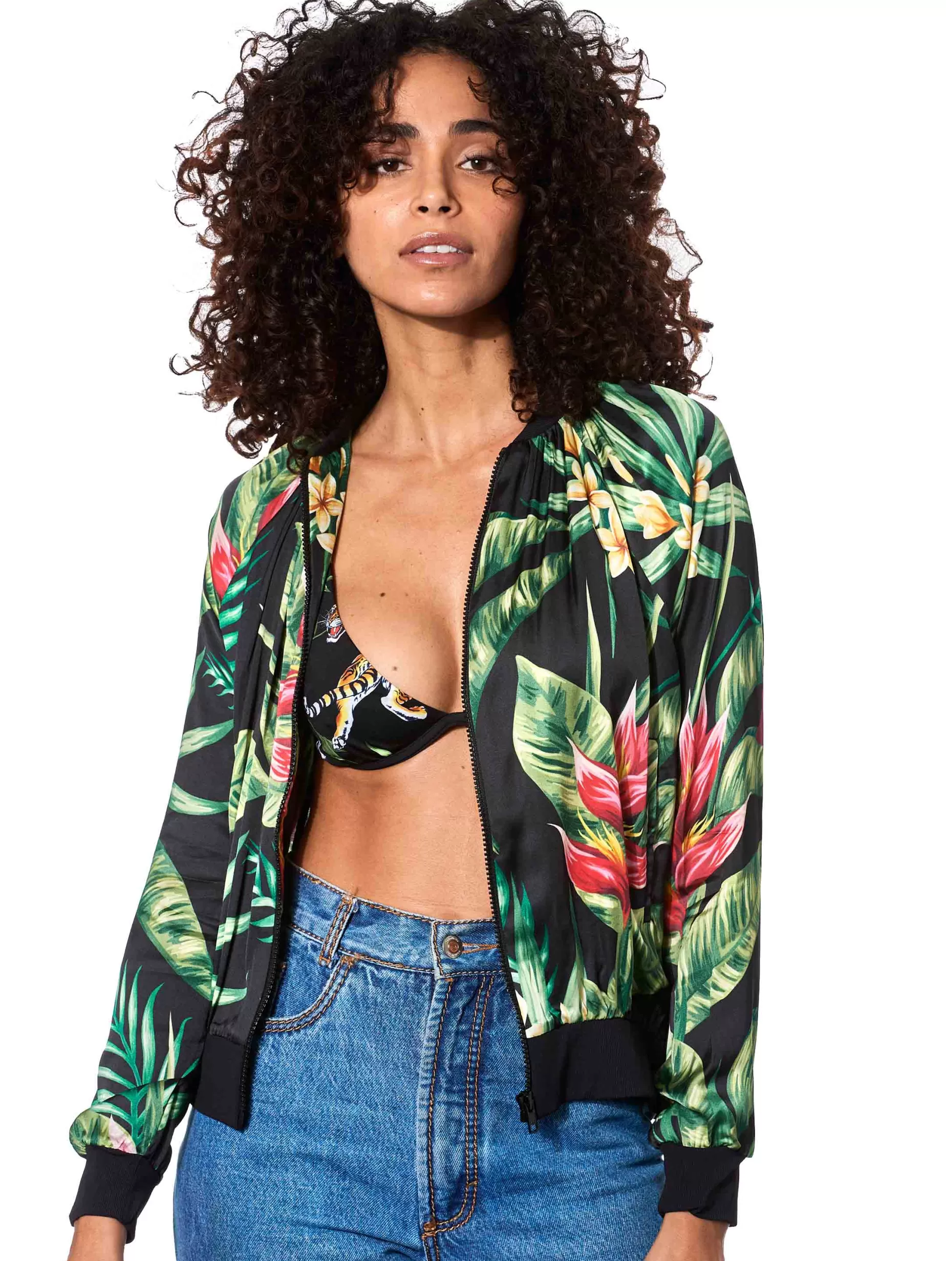 Outlet Bomber con stampa tropicale Donna Camicie E Top