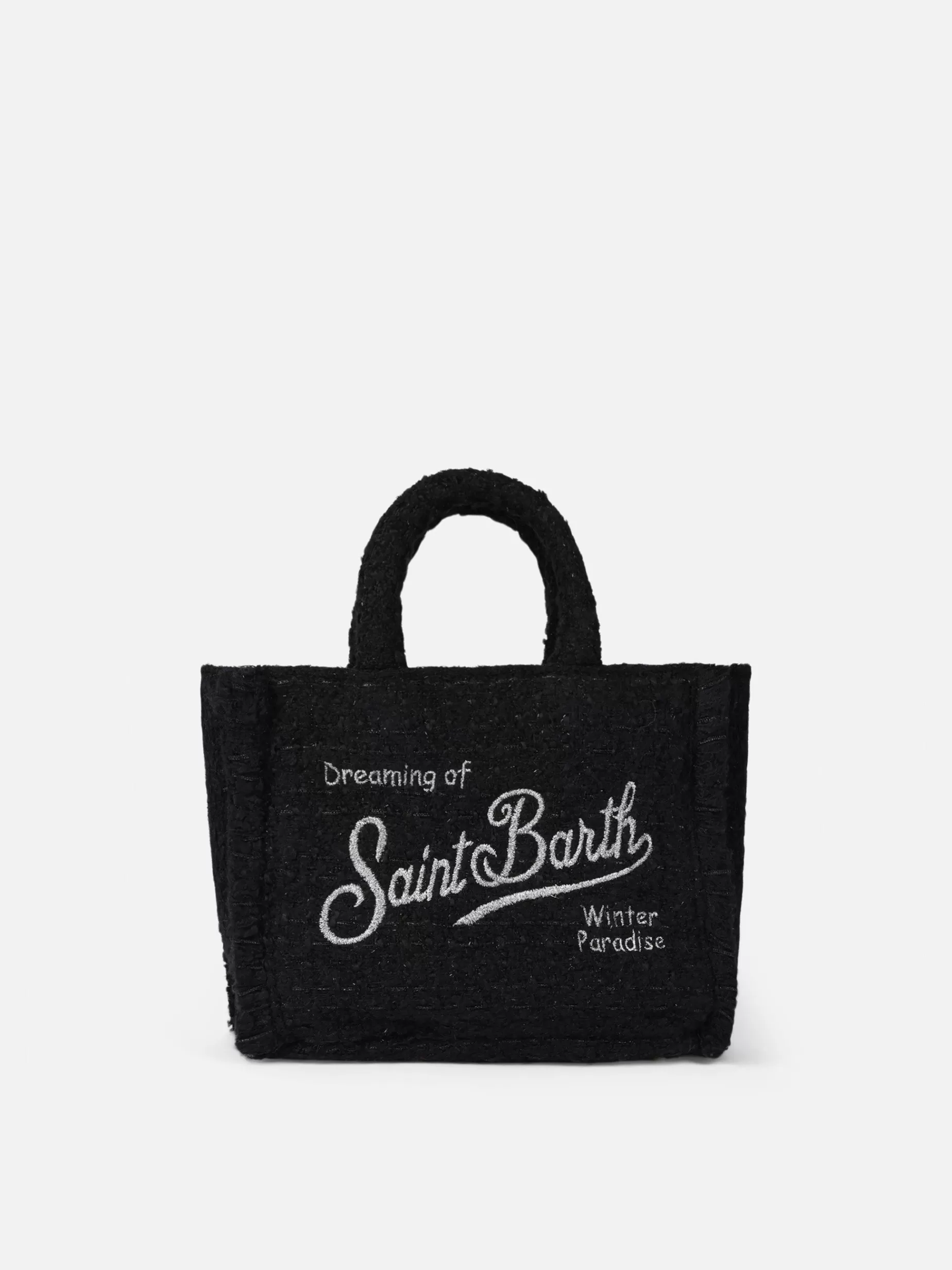Shop Borsa a mano Mini Vanity in lana con motivo tweed nero Donna Pouch & Borse A Tracolla | Pouch & Borse A Tracolla