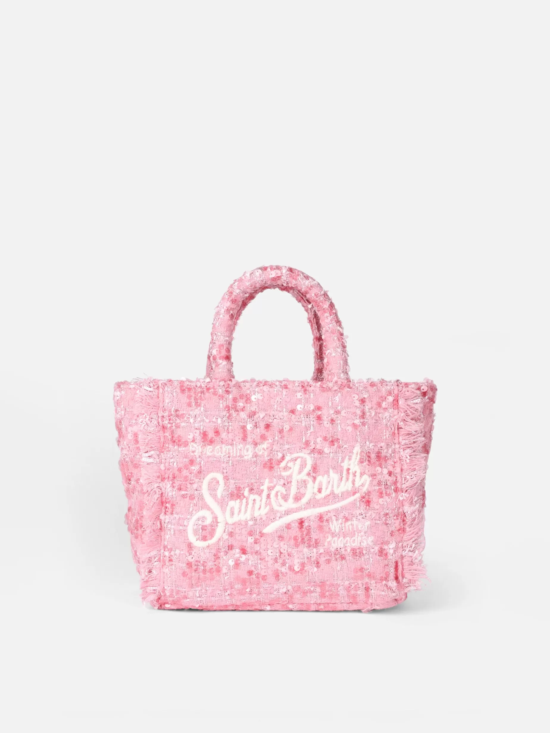Best Sale Borsa a mano Mini Vanity in lana con motivo tweed rosa Donna Pouch & Borse A Tracolla | Pouch & Borse A Tracolla