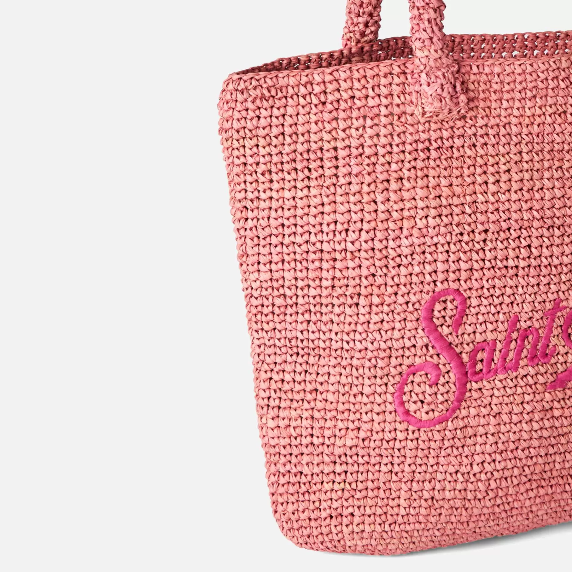 Sale Borsa a secchiello in rafia rosa con ricami Donna Borse A Spalla | Borse A Spalla