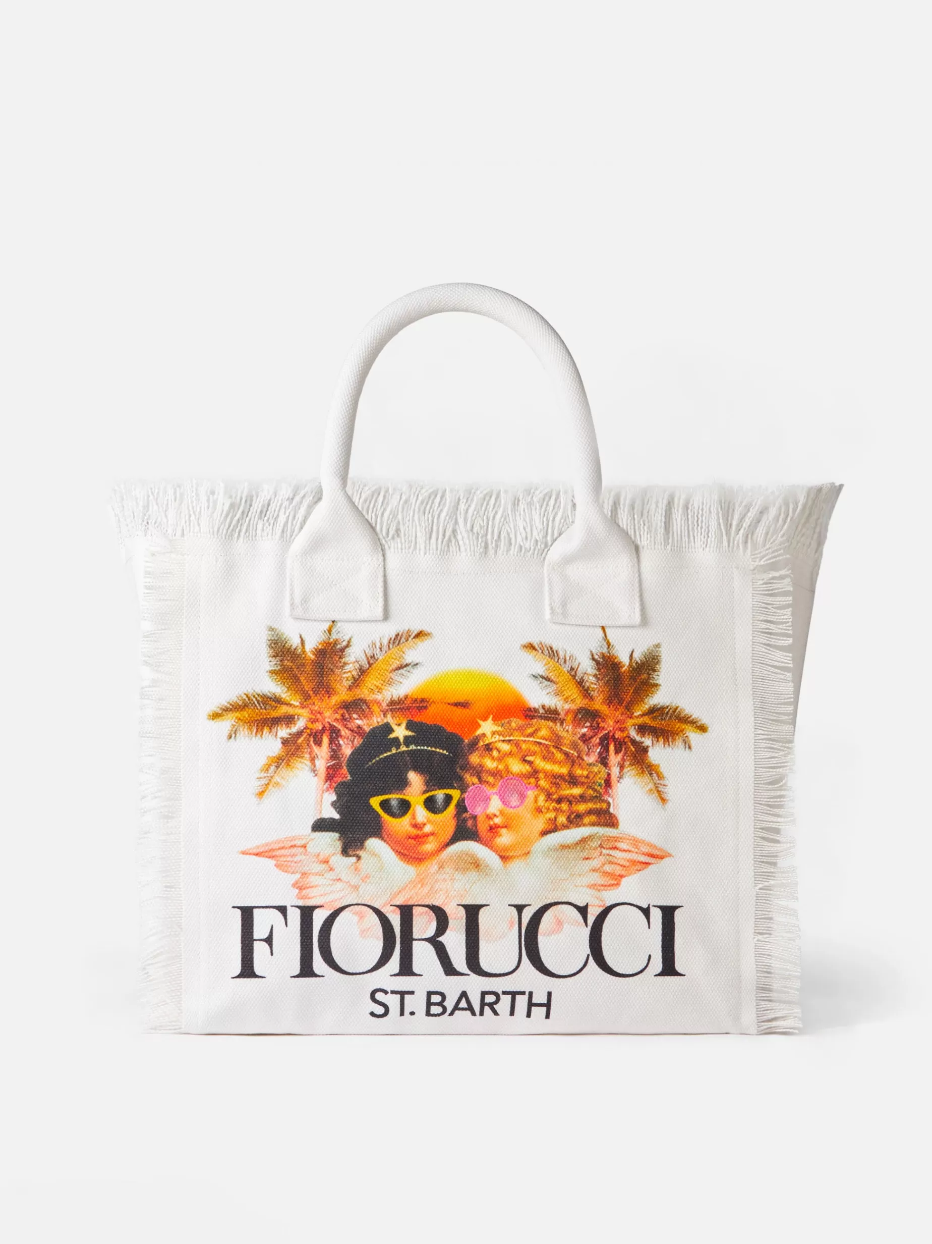 Flash Sale Borsa a spalla Vanity in canvas bianco con stampa angeli Fiorucci | FIORUCCI SPECIAL EDITION Donna Borse A Spalla | Borse A Spalla